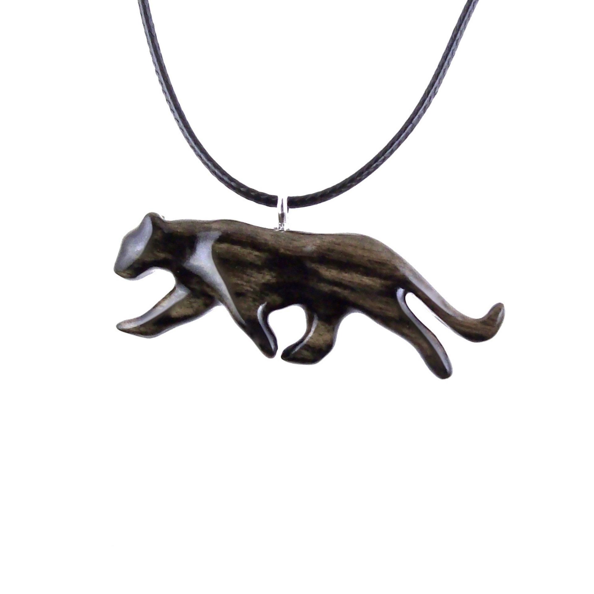 Panther Necklace, Hand Carved Wooden Panther Pendant, Jaguar Necklace, Totem Spirit Animal Wood Jewelry