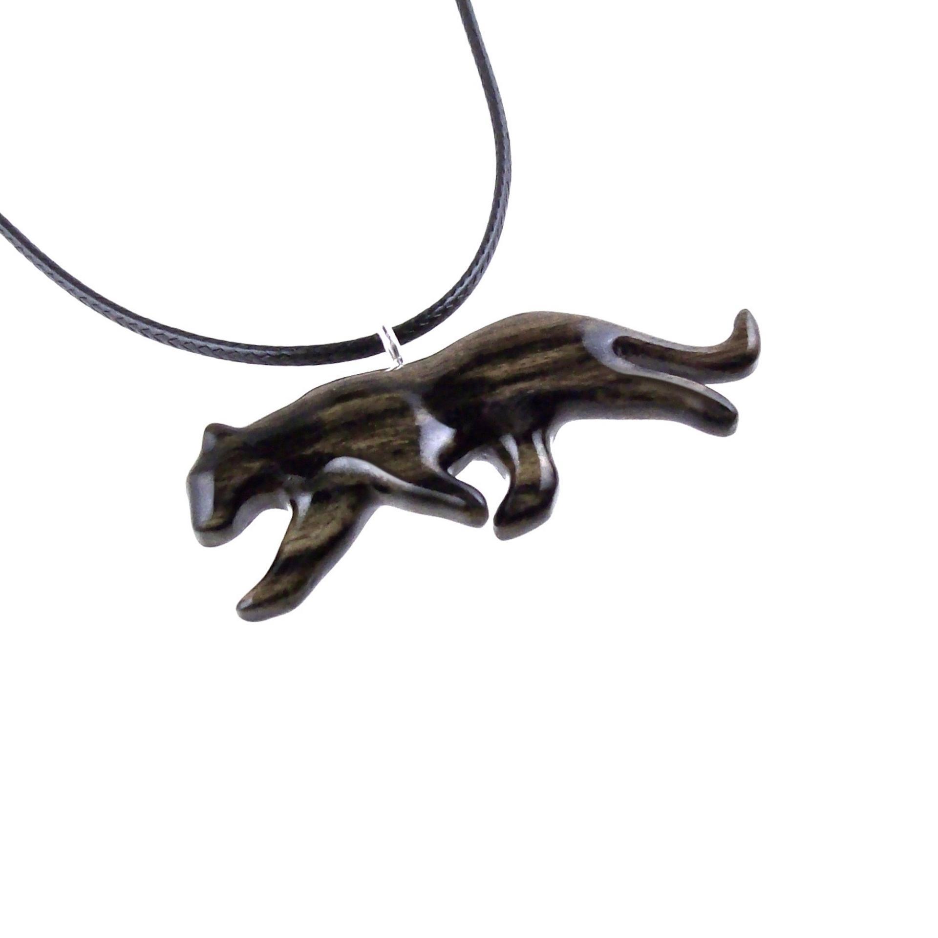Panther Necklace, Hand Carved Wooden Panther Pendant, Jaguar Necklace, Totem Spirit Animal Wood Jewelry