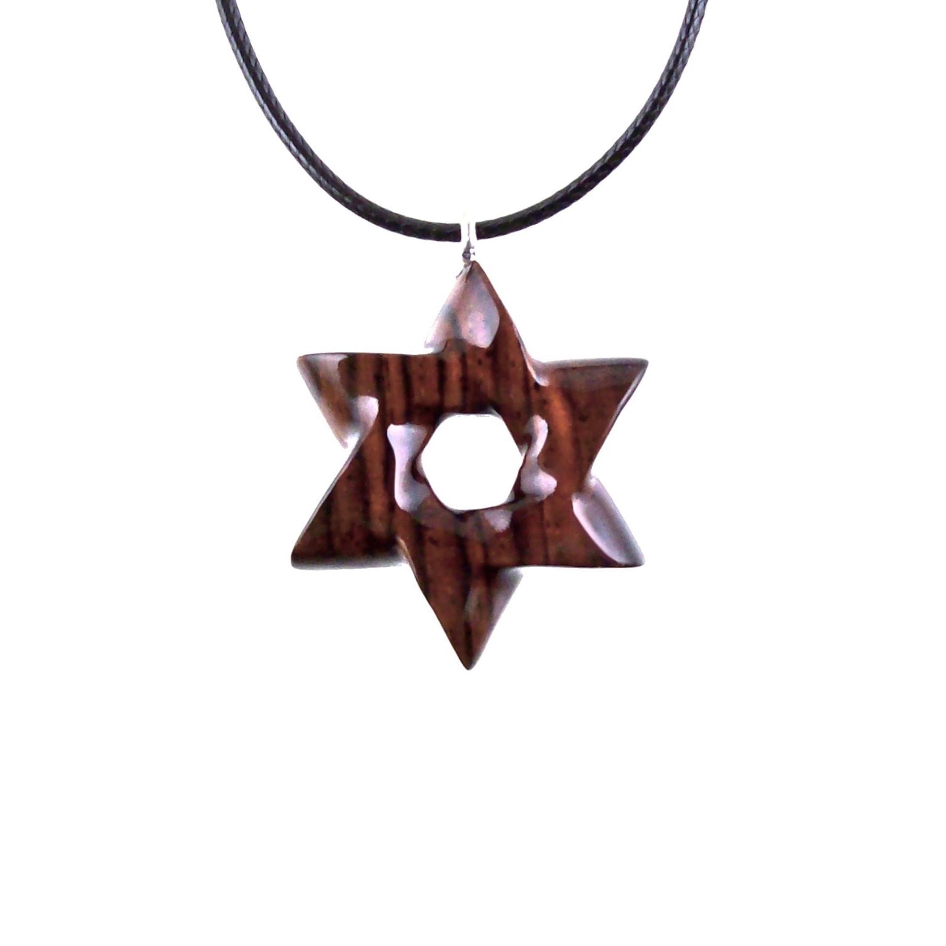 Star of David Pendant, Hand Carved Wooden Jewish Star Necklace for Men or Women, Wood Jewelry