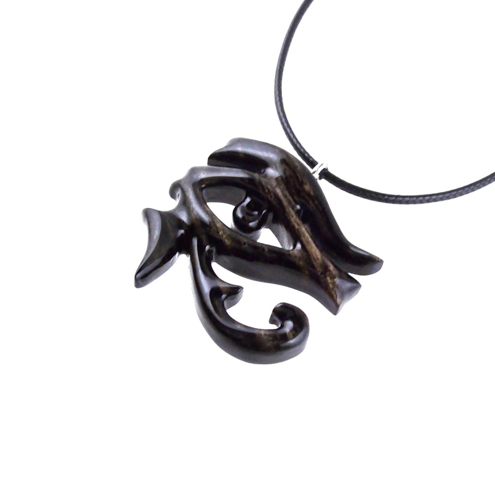 Eye of Horus Necklace, Hand Carved Wooden Eye of Horus Pendant, Eye of Ra Egyptian Amulet for Men or Women
