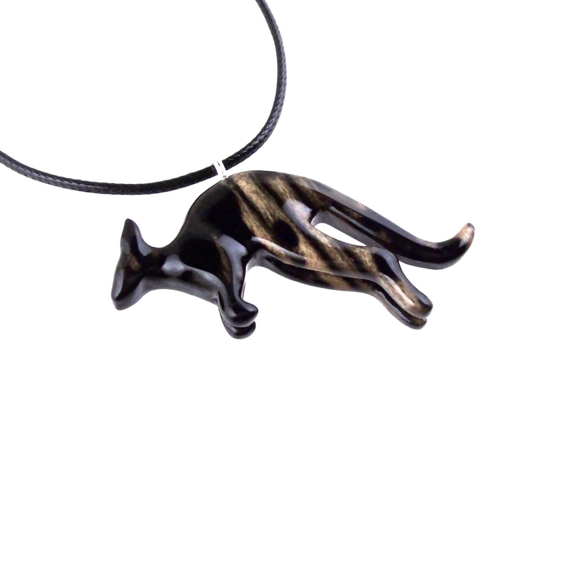 Hand Carved Kangaroo Pendant Necklace - Wooden Totem Spirit Animal Jewelry Gift for Men and Women