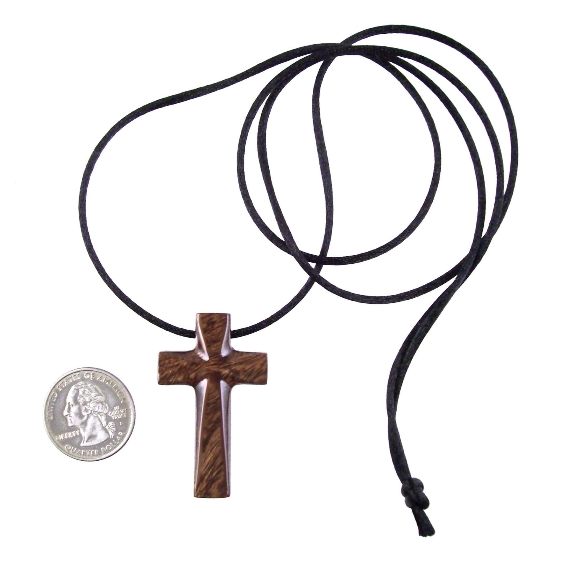 Hand Carved Wooden Cross Pendant, Mens Wood Cross Necklace, Handmade Christian Jewelry, One of a Kind Gift for Him