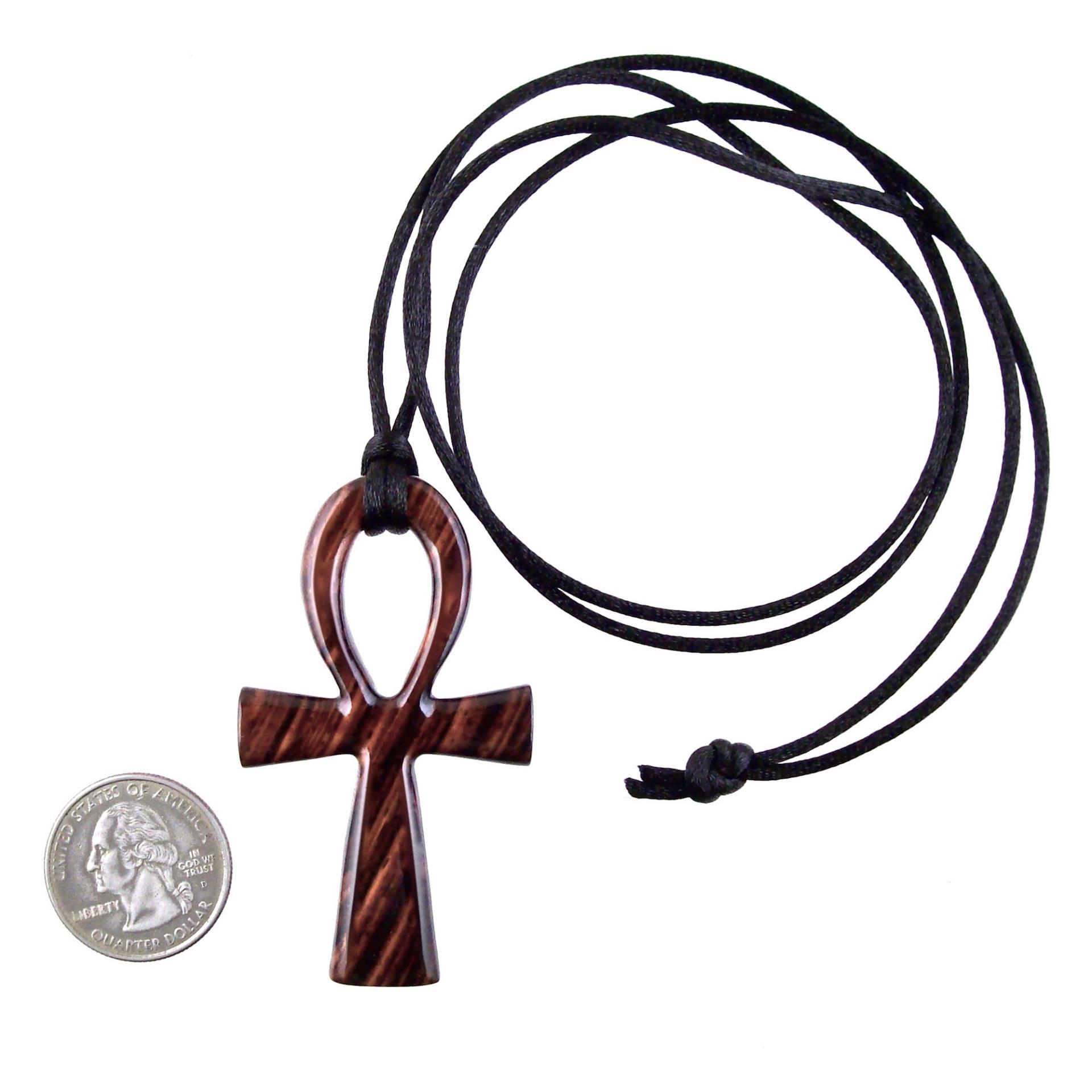 Large Ankh Pendant, Mens Wood Ankh Necklace, Wooden Egyptian Cross Ankh Pendant, African Jewelry