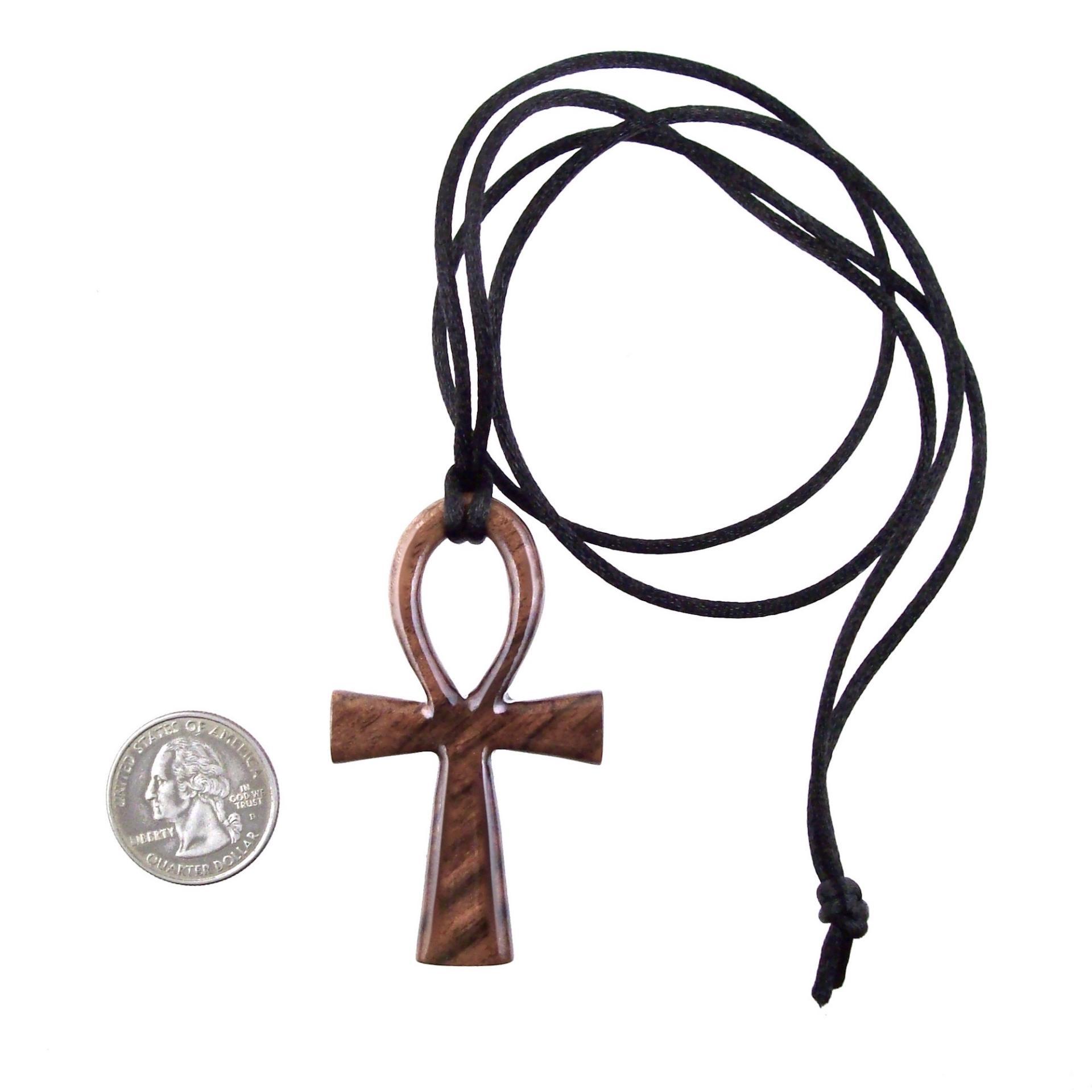 Wood Ankh Necklace, Large Wooden Ankh Pendant, Egyptian Ankh Cross Necklace, Mens African Jewelry, One of a Kind Gift for Him
