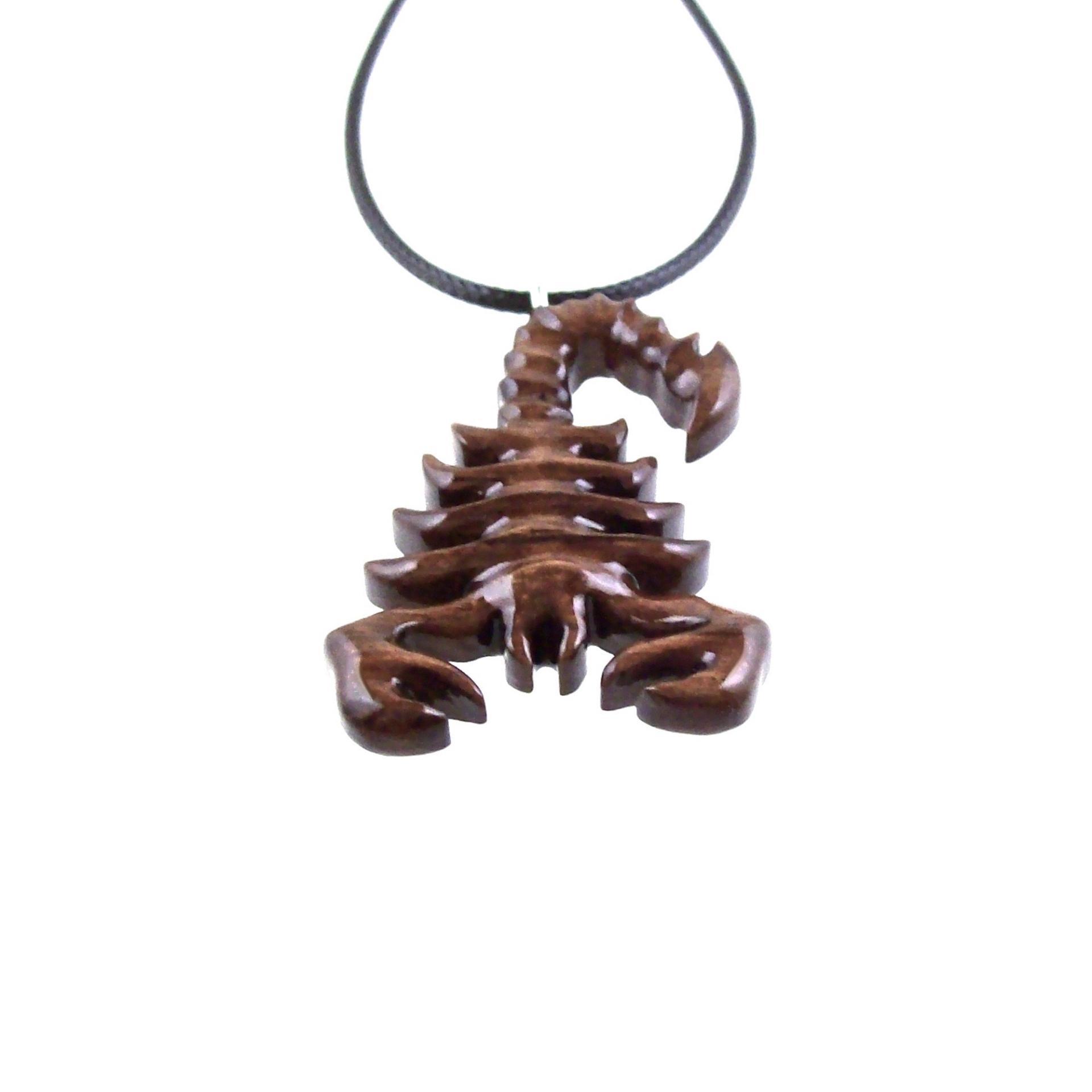 Scorpion Necklace Pendant, Hand Carved Wooden Scorpio Jewelry, One of a Kind Handmade Gift for Him Her