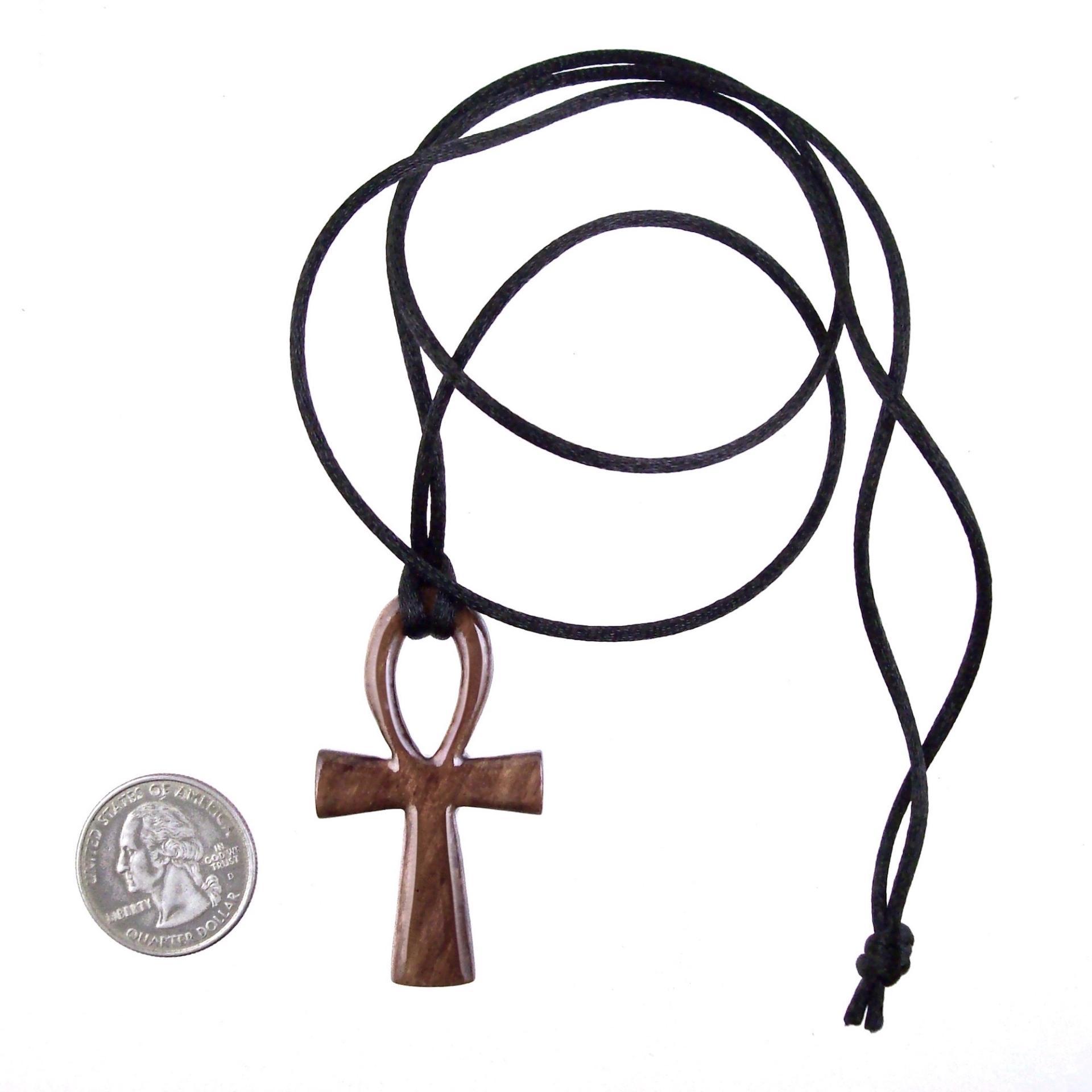 Wood Ankh Pendant, Hand Carved Egyptian Wooden Ankh Cross Necklace for Men or Women, African Jewelry Gift
