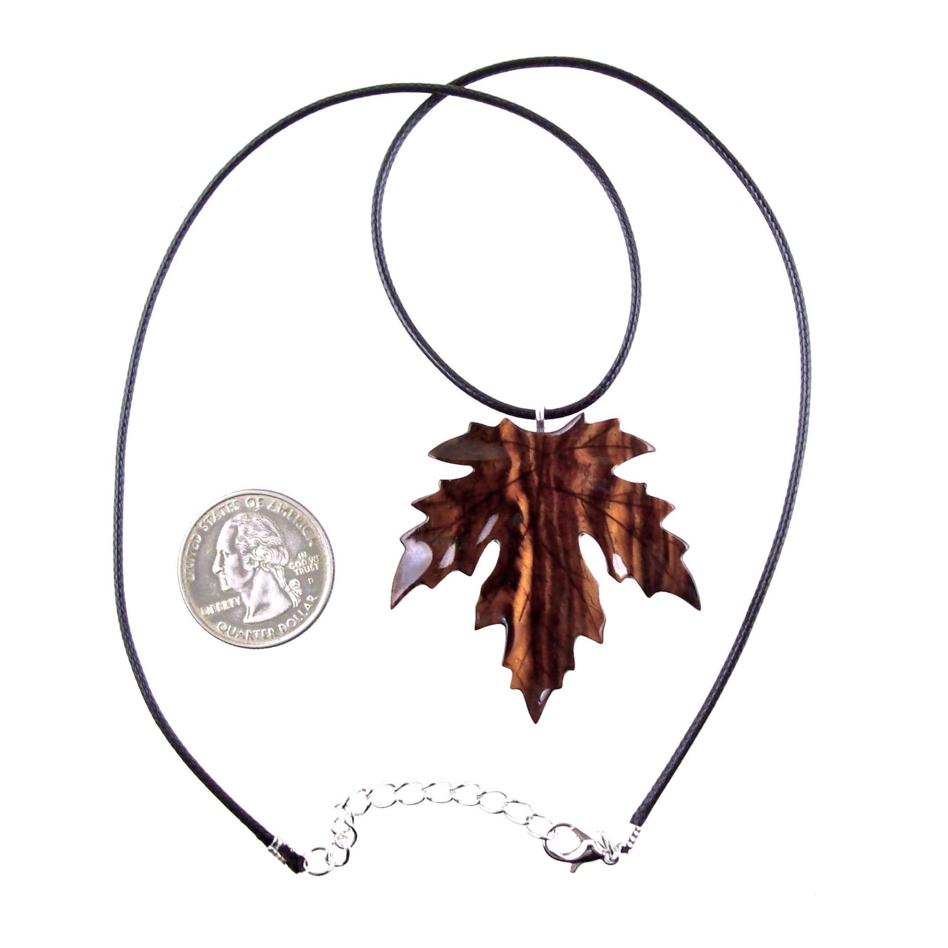 Hand Carved Wooden Leaf Pendant, Maple Leaf Necklace, Woodland Jewelry for Men or Women, Wood Jewelry Gift for Him Her