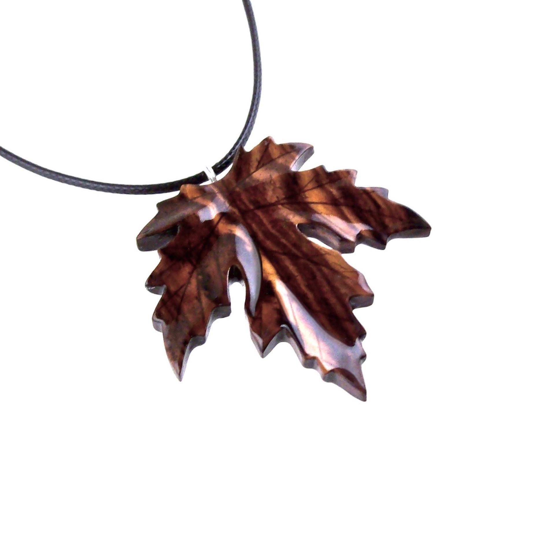 Hand Carved Wooden Leaf Pendant, Maple Leaf Necklace, Woodland Jewelry for Men or Women, Wood Jewelry Gift for Him Her