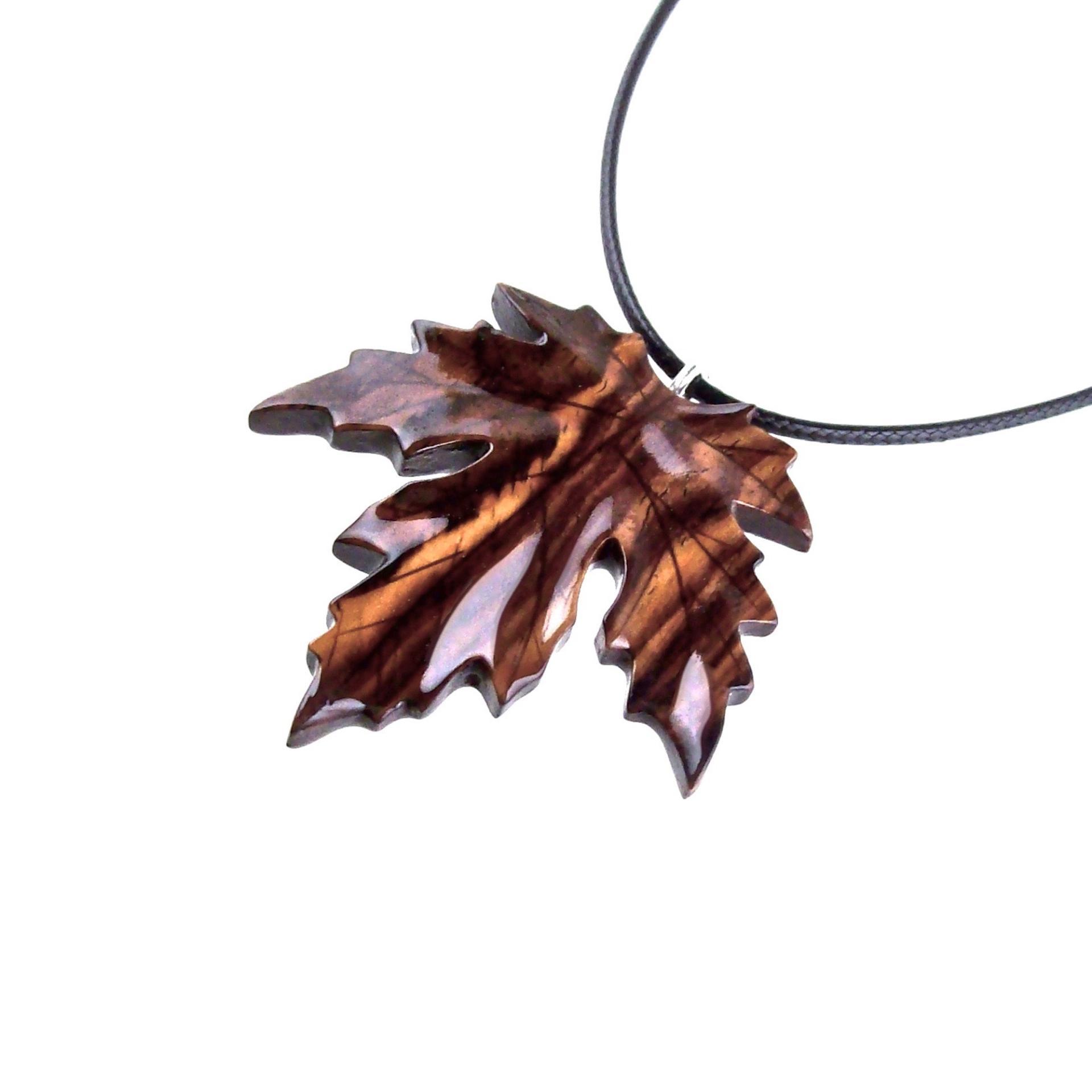 Hand Carved Wooden Leaf Pendant, Maple Leaf Necklace, Woodland Jewelry for Men or Women, Wood Jewelry Gift for Him Her