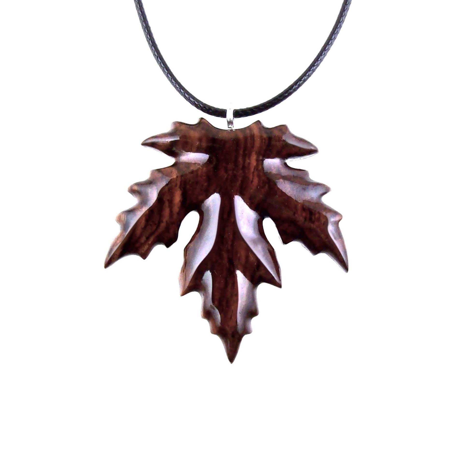 Hand Carved Wooden Leaf Pendant, Maple Leaf Necklace, Woodland Jewelry for Men or Women, Wood Jewelry Gift for Him Her