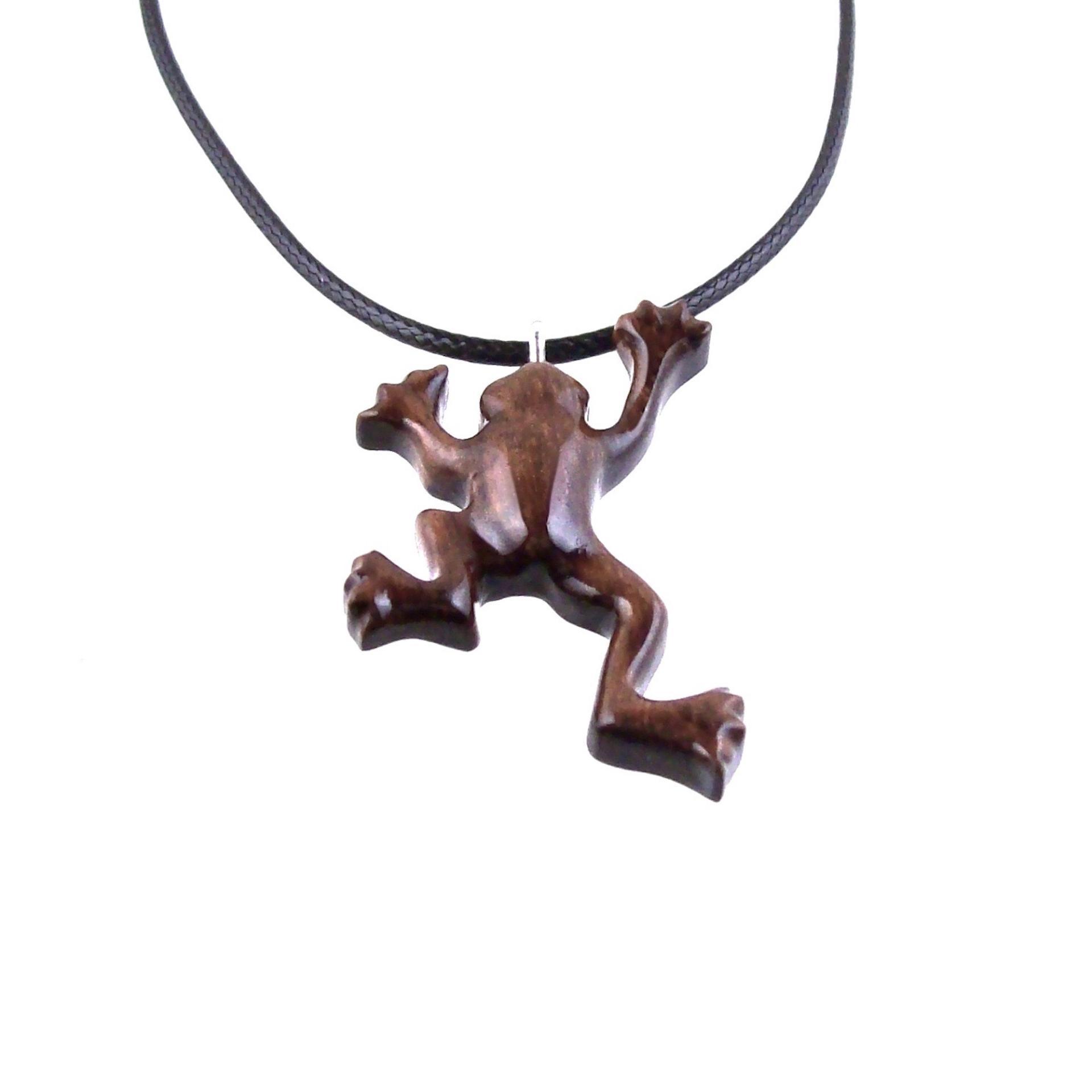 Hand Carved Wooden Frog Pendant Necklace, Animal Wood Jewelry Gift for Men or Women