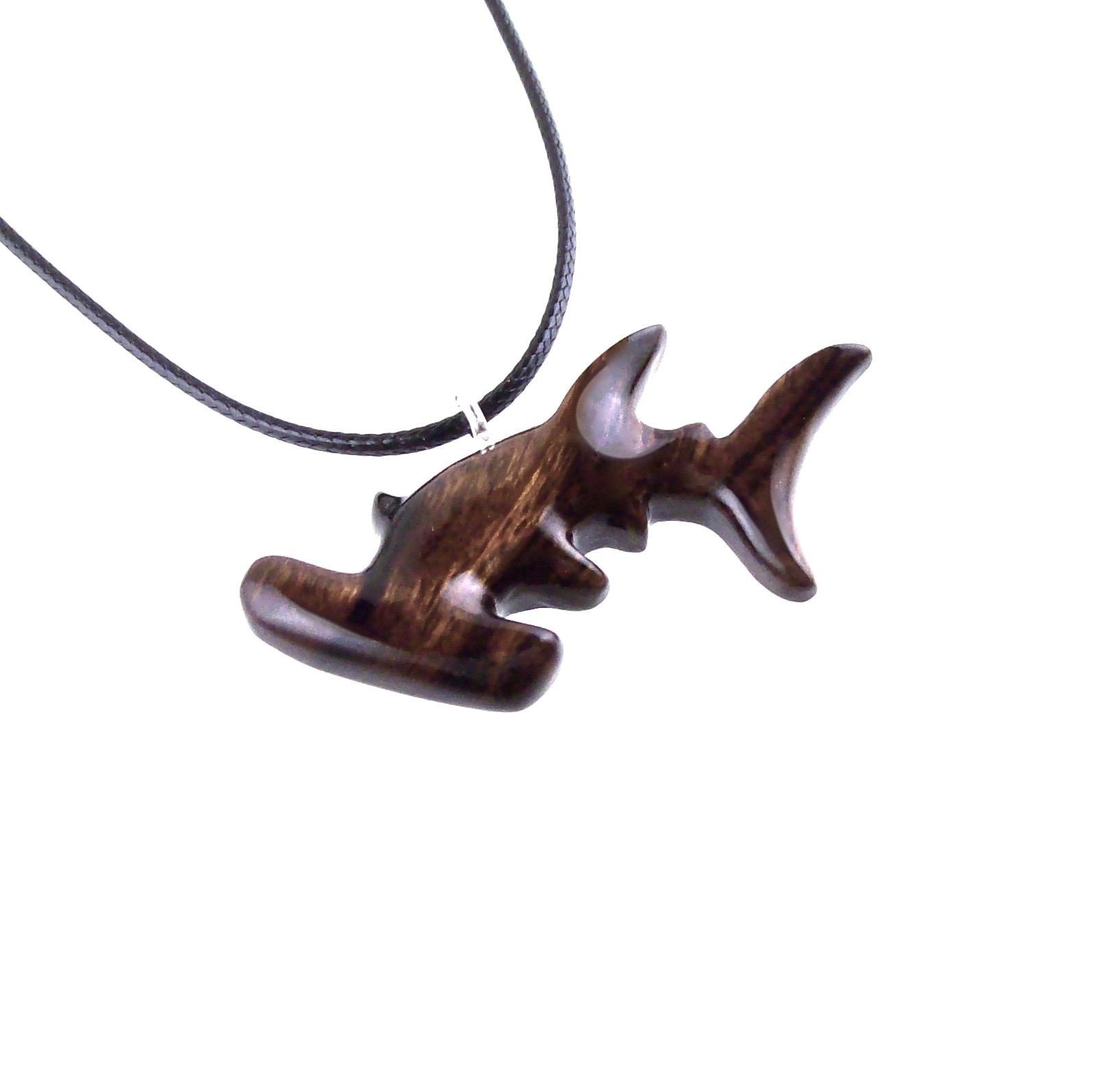 Hammerhead Shark Necklace, Hand Carved Wooden Shark Pendant, Mens Wood Jewelry, Nautical Necklace, Gift for Him
