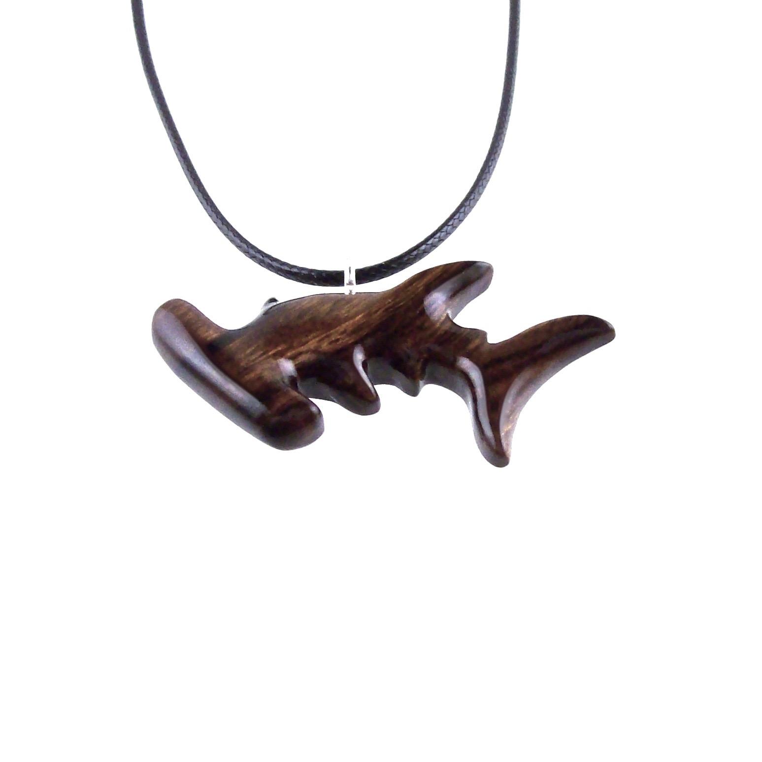 Hammerhead Shark Necklace, Hand Carved Wooden Shark Pendant, Mens Wood Jewelry, Nautical Necklace, Gift for Him