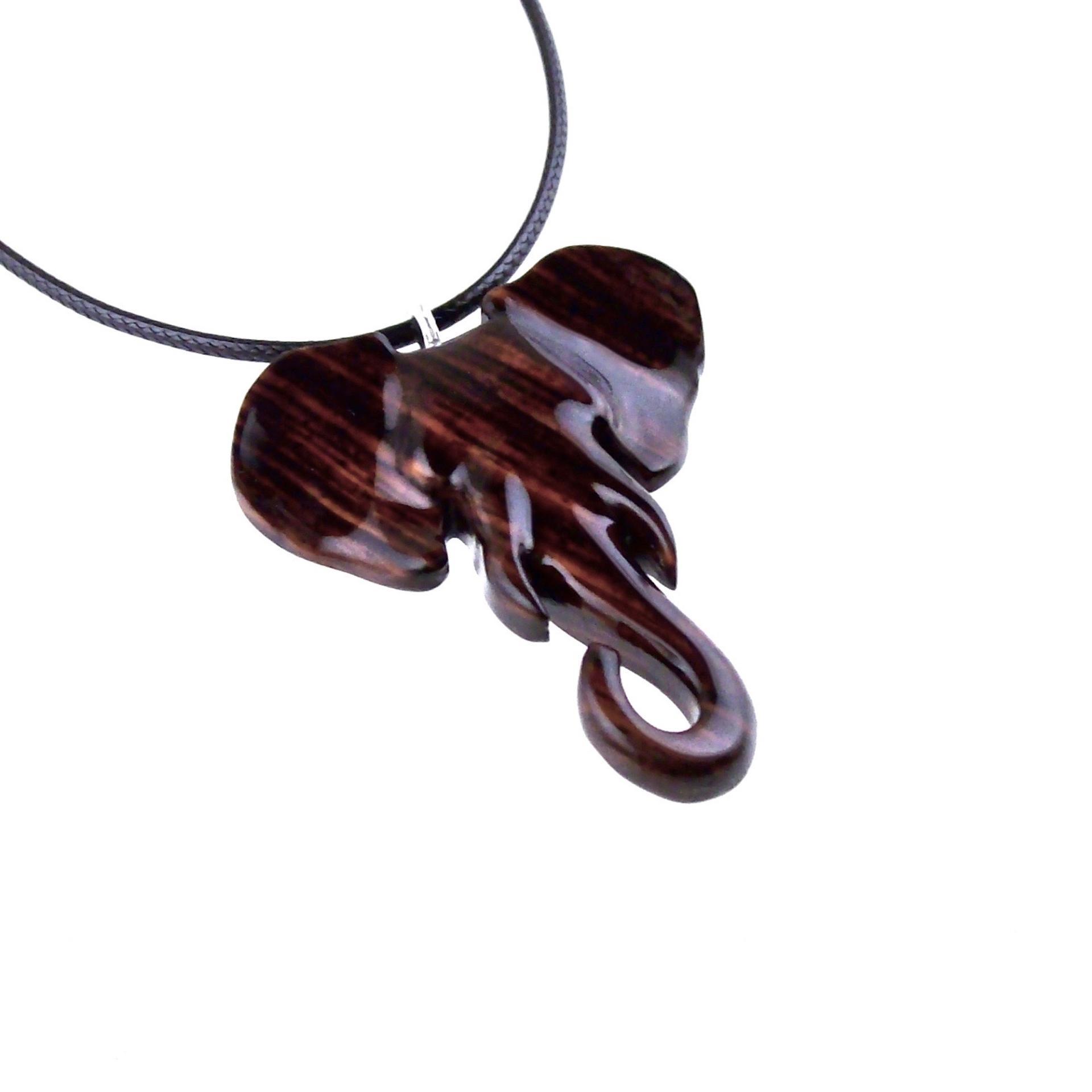 Elephant Necklace, Wooden Elephant Pendant for Men or Women, Hand Carved Spiritual Animal Necklace, Wood Jewelry for Men Women