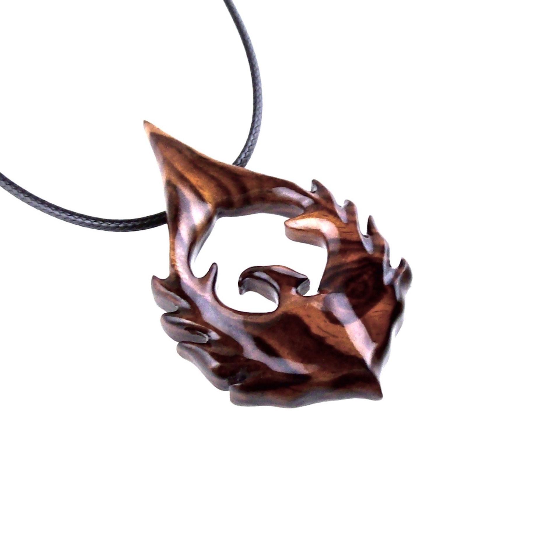 Phoenix Necklace for Men or Women, Hand Carved Wooden Phoenix Rising Pendant, Wood Firebird Necklace, Inspirational Jewelry Gift for Him Her