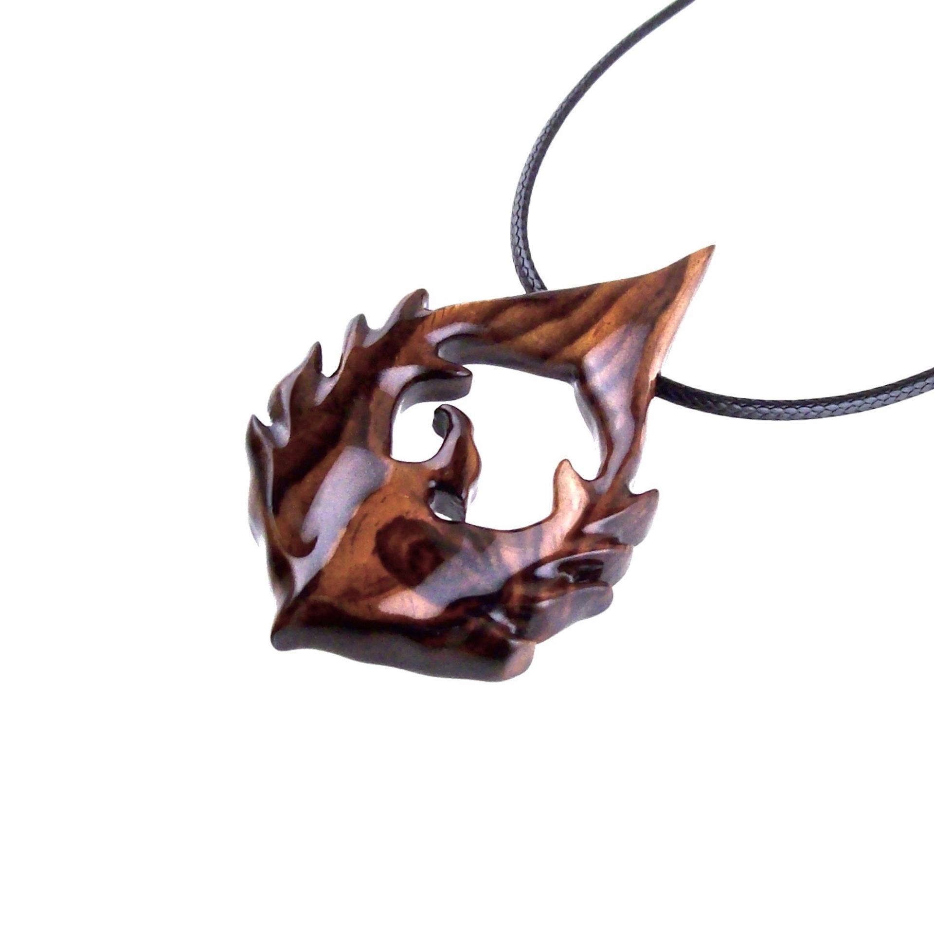 Phoenix Necklace for Men or Women, Hand Carved Wooden Phoenix Rising Pendant, Wood Firebird Necklace, Inspirational Jewelry Gift for Him Her