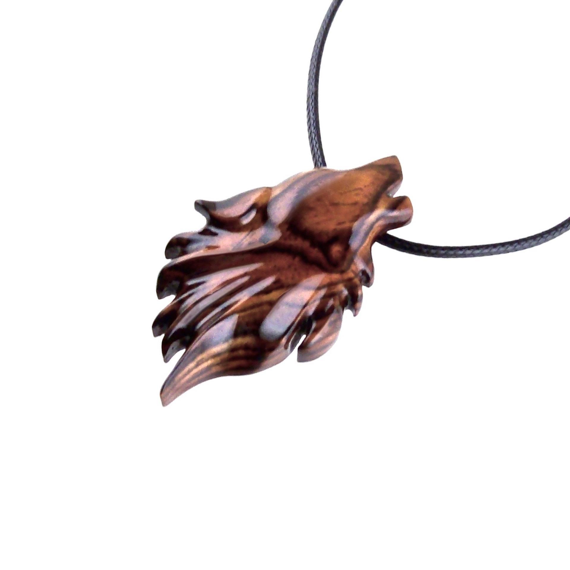 Carved Wolf Pendant, Wooden Wolf Necklace, Spirit Animal Totem, Handmade Wood Jewelry for Men or Women, One of a Kind Gift