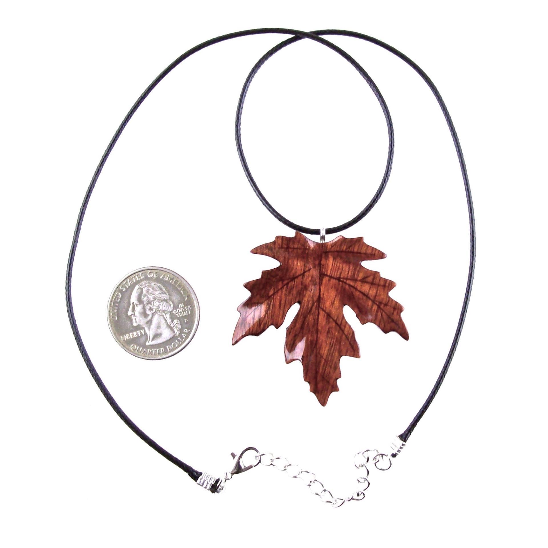 Maple Leaf Necklace, Hand Carved Wooden Leaf Pendant, Woodland Necklace, One of a Kind Wood Jewelry, Gift for Her or Him