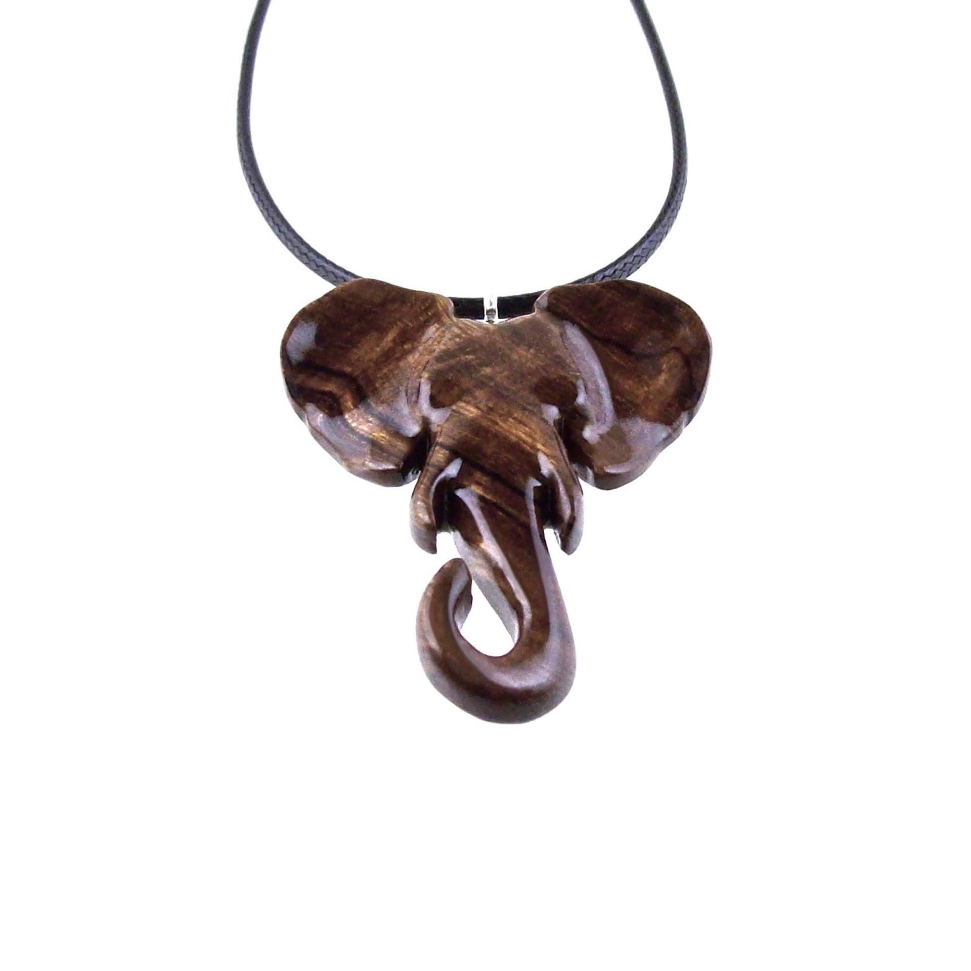 Elephant Pendant, Hand Carved Wooden Elephant Necklace for Men Women, Ganesha Spiritual Animal Jewelry, One of a Kind Gift