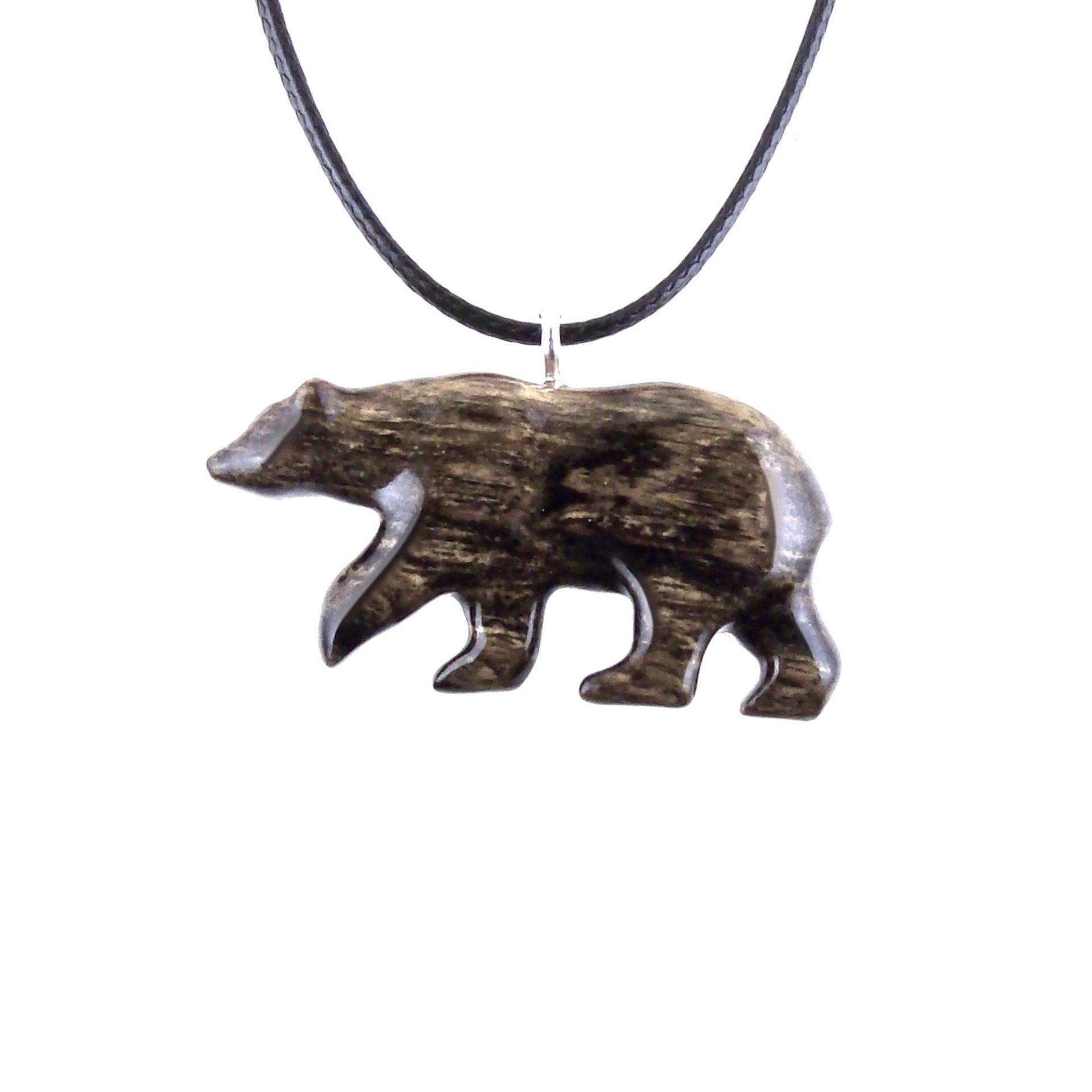 Polar Bear Necklace, Hand Carved Wooden Bear Pendant for Men or Women, Totem Spirit Animal, Wood Jewelry, One of a Kind Gift for Him Her
