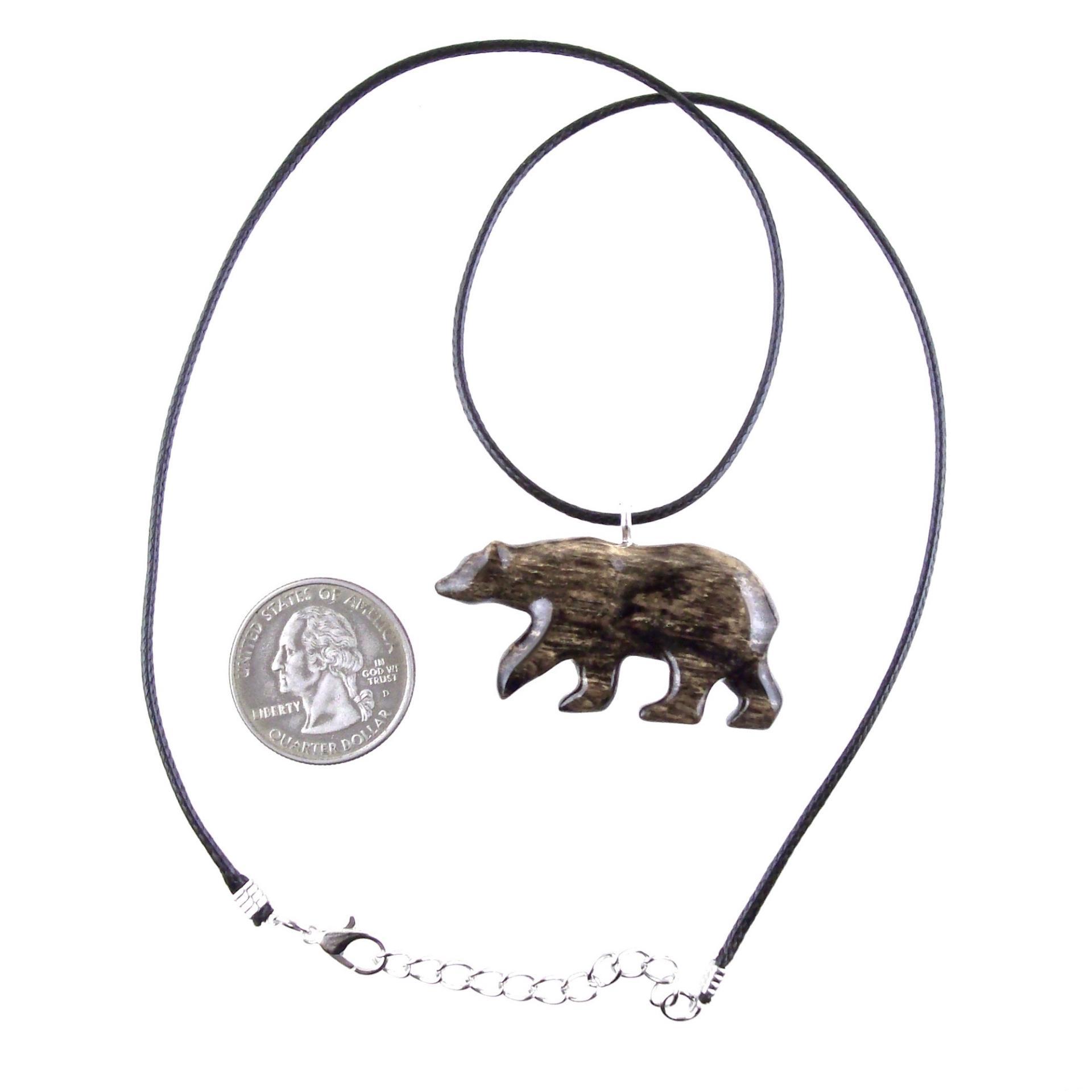 Polar Bear Necklace, Hand Carved Wooden Bear Pendant for Men or Women, Totem Spirit Animal, Wood Jewelry, One of a Kind Gift for Him Her