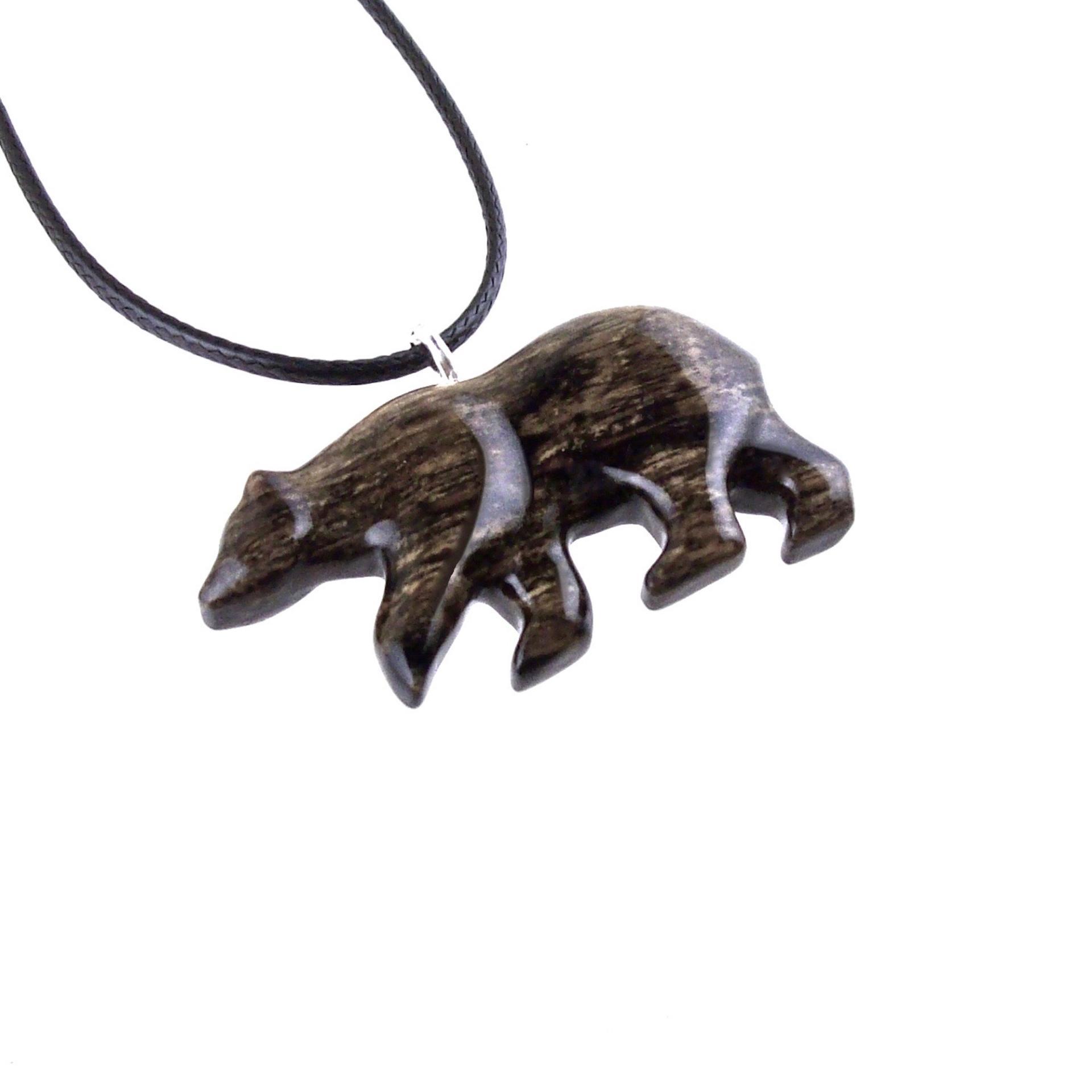 Polar Bear Necklace, Hand Carved Wooden Bear Pendant for Men or Women, Totem Spirit Animal, Wood Jewelry, One of a Kind Gift for Him Her