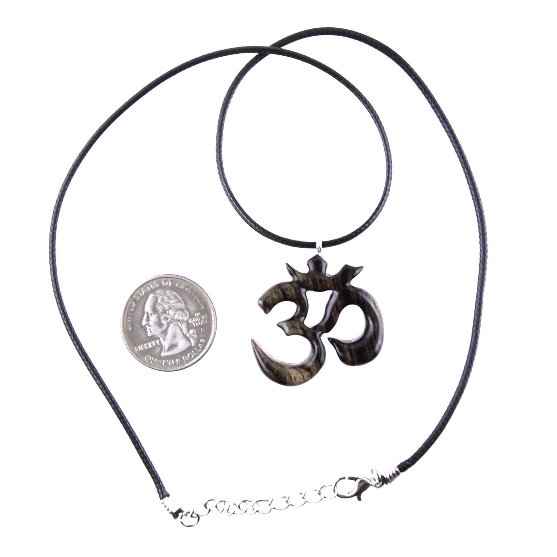Hand Carved Om Pendant for Men or Women, Wooden Ohm Necklace, Yoga Gift for Him or Her, Aum Wood Jewelry