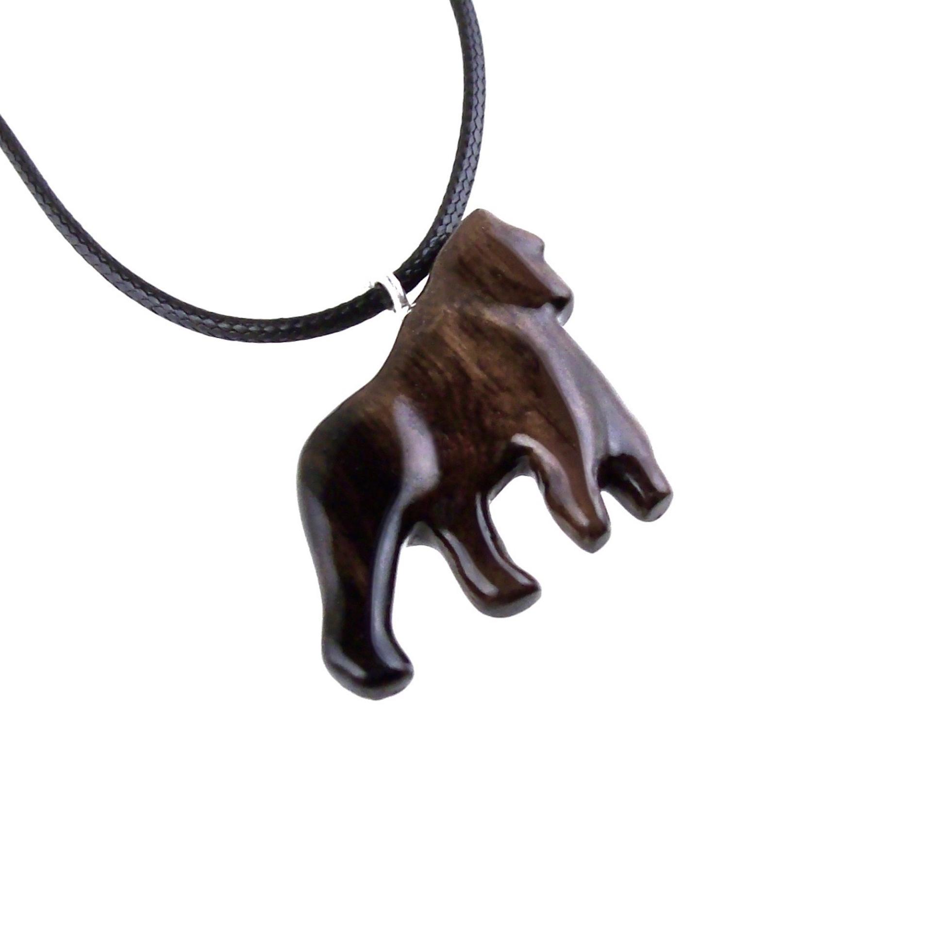 Gorilla Necklace, Hand Carved Wooden Gorilla Pendant, Animal Necklace, Gift for Him, Mens Wood Jewelry in Black with Brown Streaks