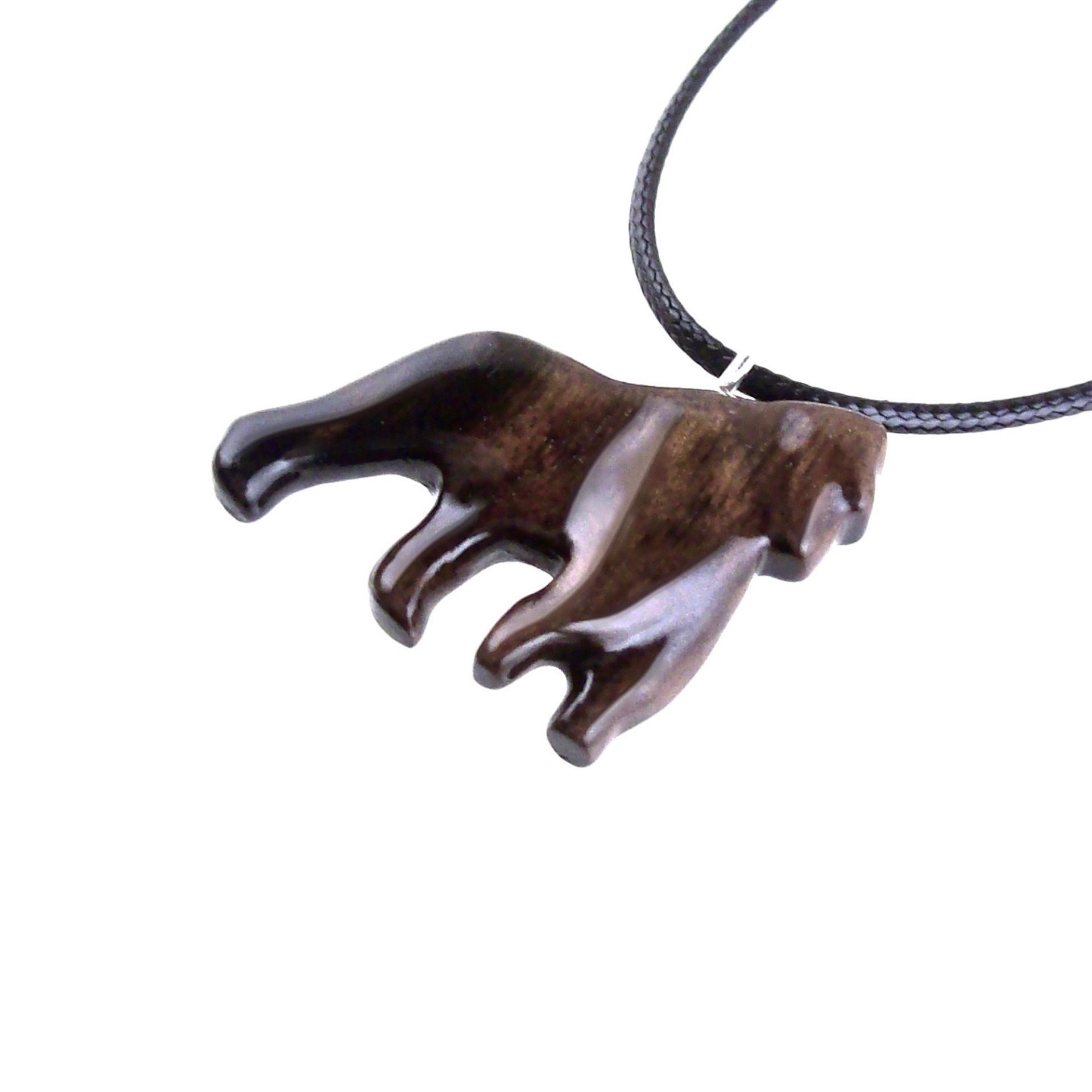 Gorilla Necklace, Hand Carved Wooden Gorilla Pendant, Animal Necklace, Gift for Him, Mens Wood Jewelry in Black with Brown Streaks