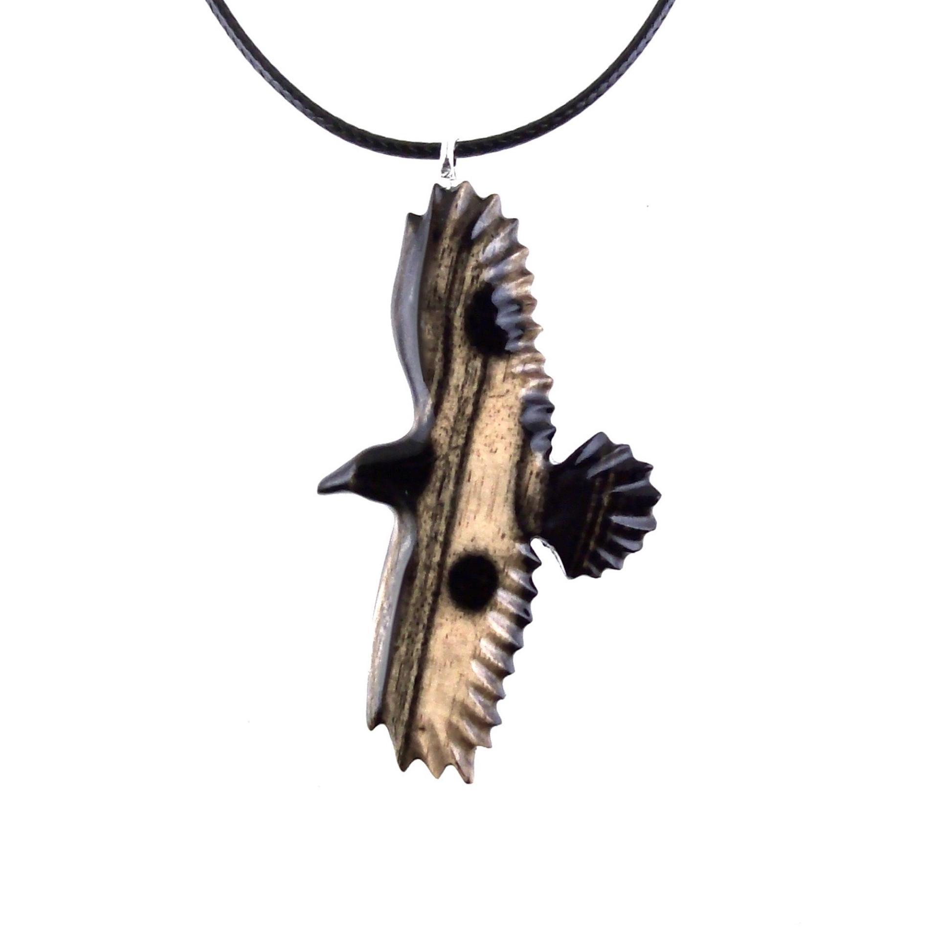 Hand Carved Crow Pendant, Raven Necklace, Wooden Raven Pendant, Wood Crow Necklace, Totem Spirit Animal Jewelry Gift for Him Her