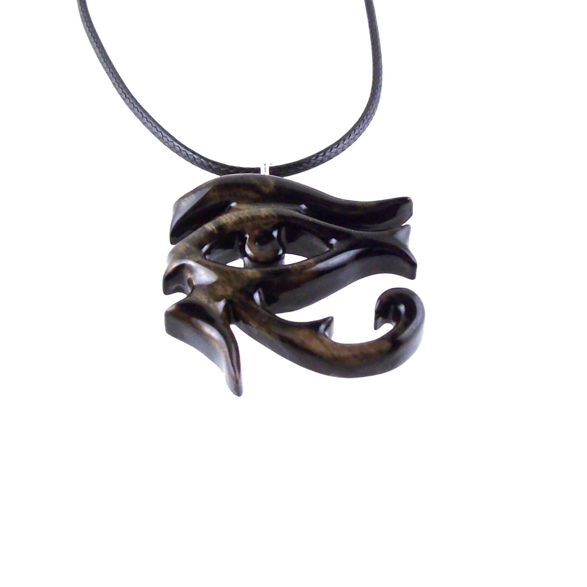 Eye of Horus Necklace, Hand Carved Wooden Eye of Horus Pendant, Eye of Ra Egyptian Amulet for Men or Women