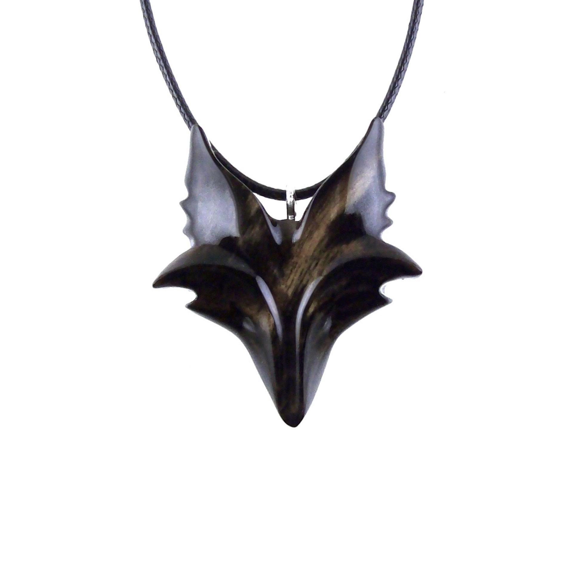 Celtic Fox Necklace, Hand Carved Wooden Fox Pendant for Men or Women, Totem Spirit Animal Gift for Him or Her, Wood Jewelry