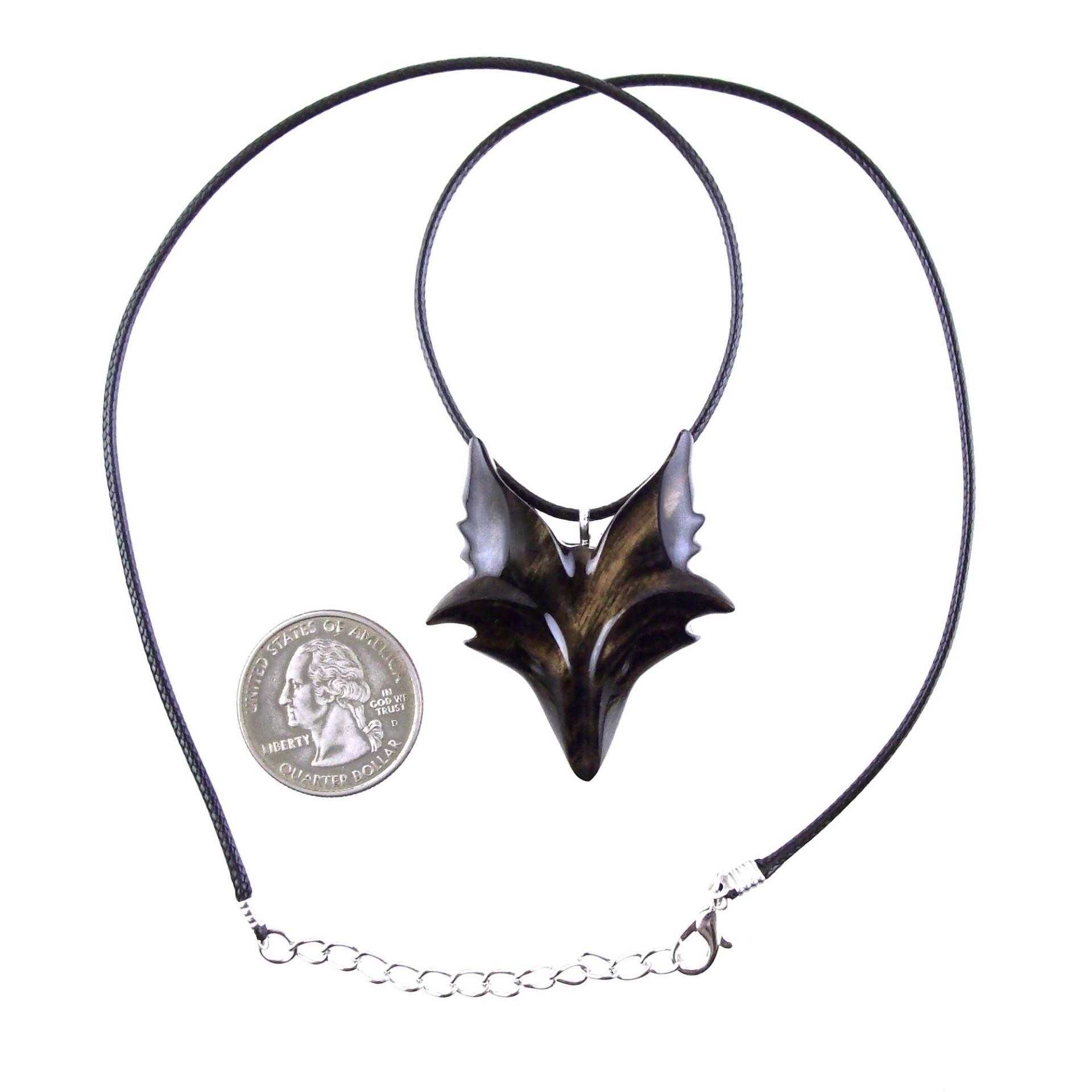 Celtic Fox Necklace, Hand Carved Wooden Fox Pendant for Men or Women, Totem Spirit Animal Gift for Him or Her, Wood Jewelry