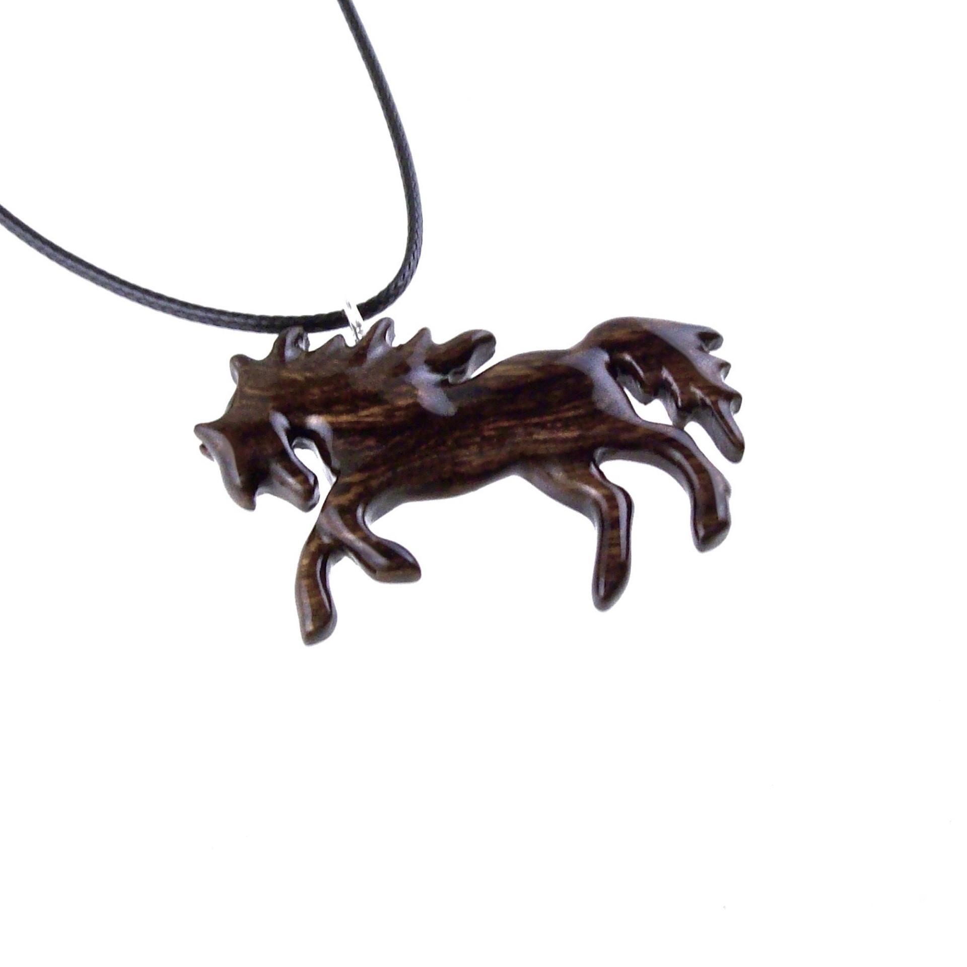 Horse Necklace, Hand Carved Wooden Horse Pendant for Men or Women, Equine Jewelry, Spirit Animal Wood Pendant