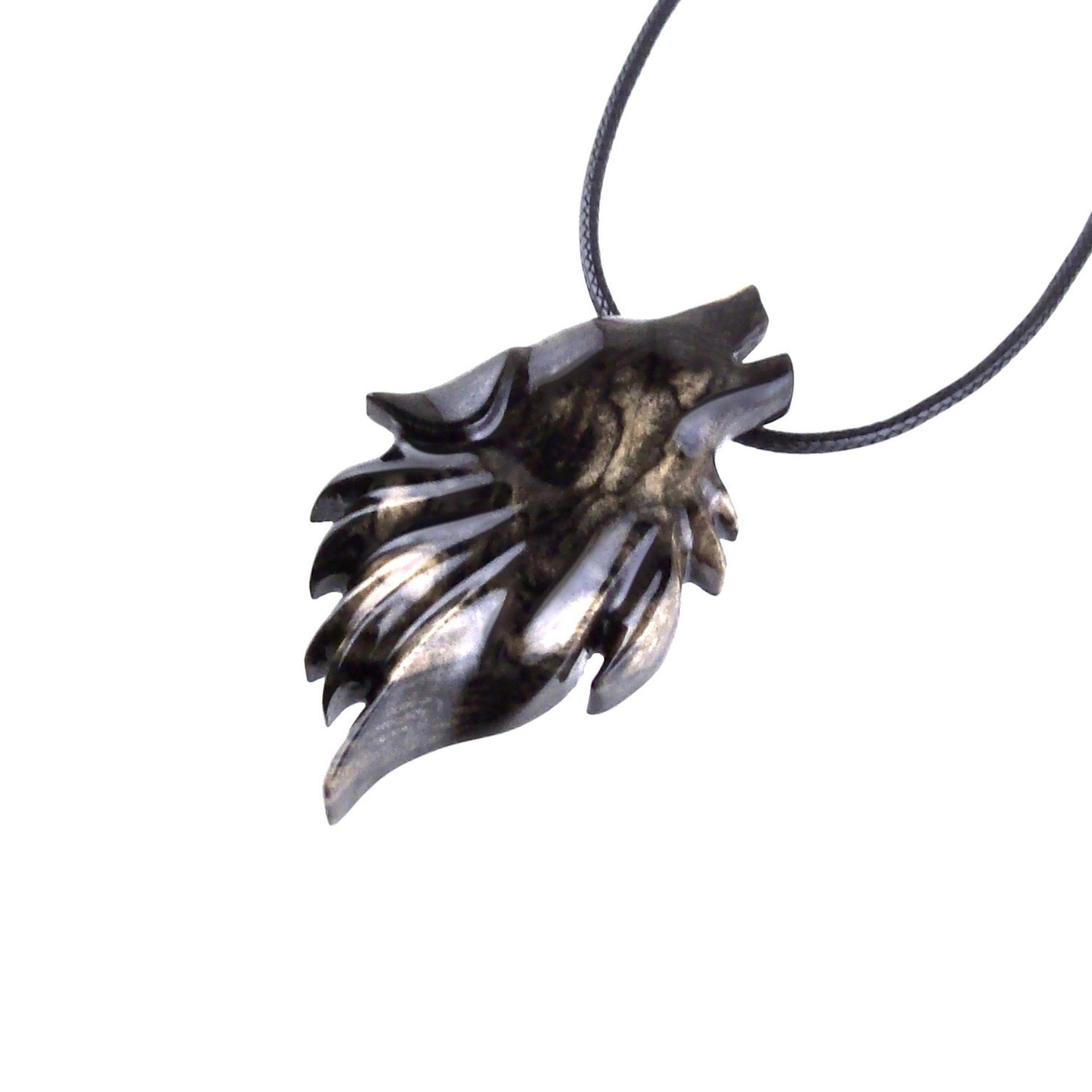 Wolf Necklace, Hand Carved Wooden Wolf Pendant for Men or Women, Spirit Animal Totem Woodland Jewelry