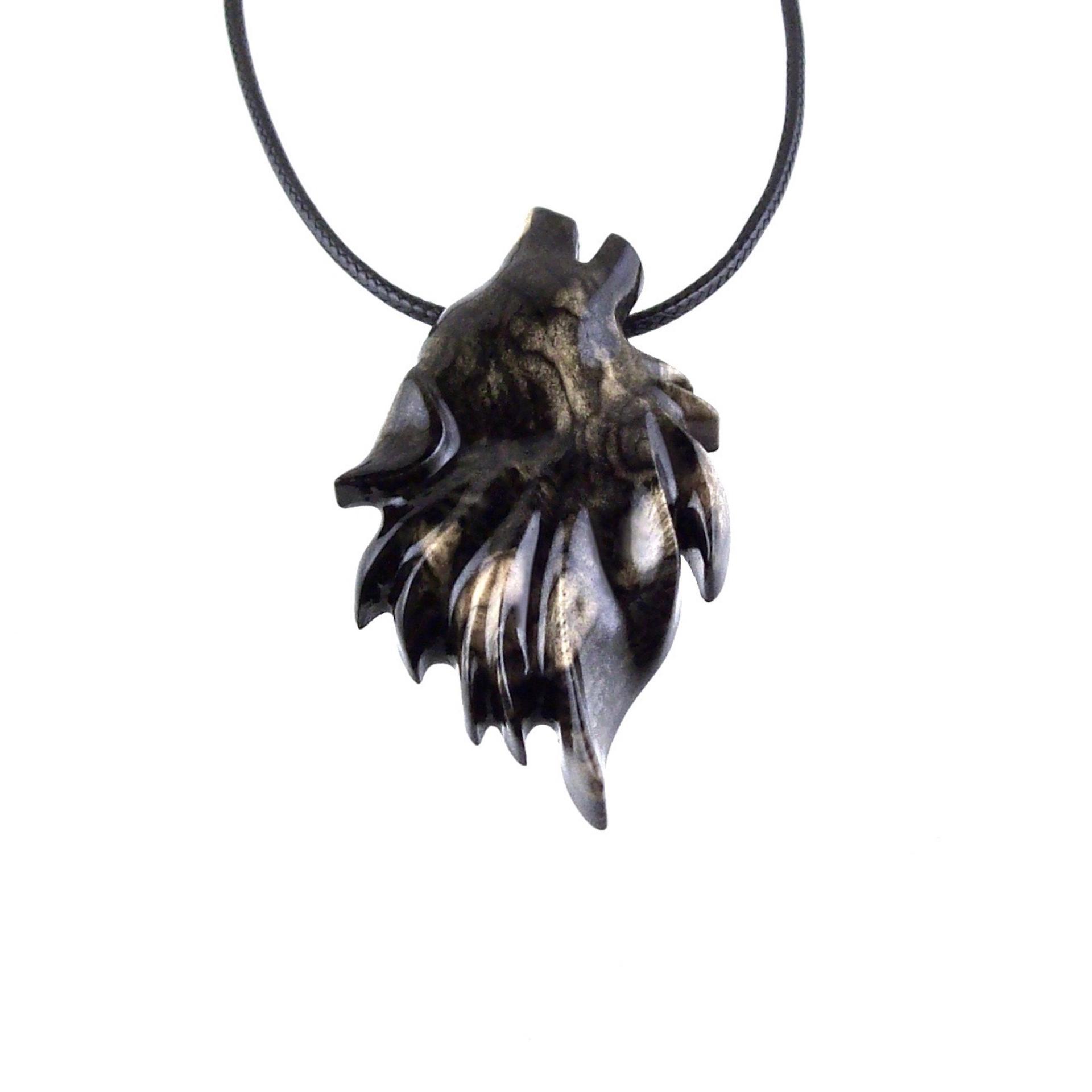 Wolf Necklace, Hand Carved Wooden Wolf Pendant for Men or Women, Spirit Animal Totem Woodland Jewelry