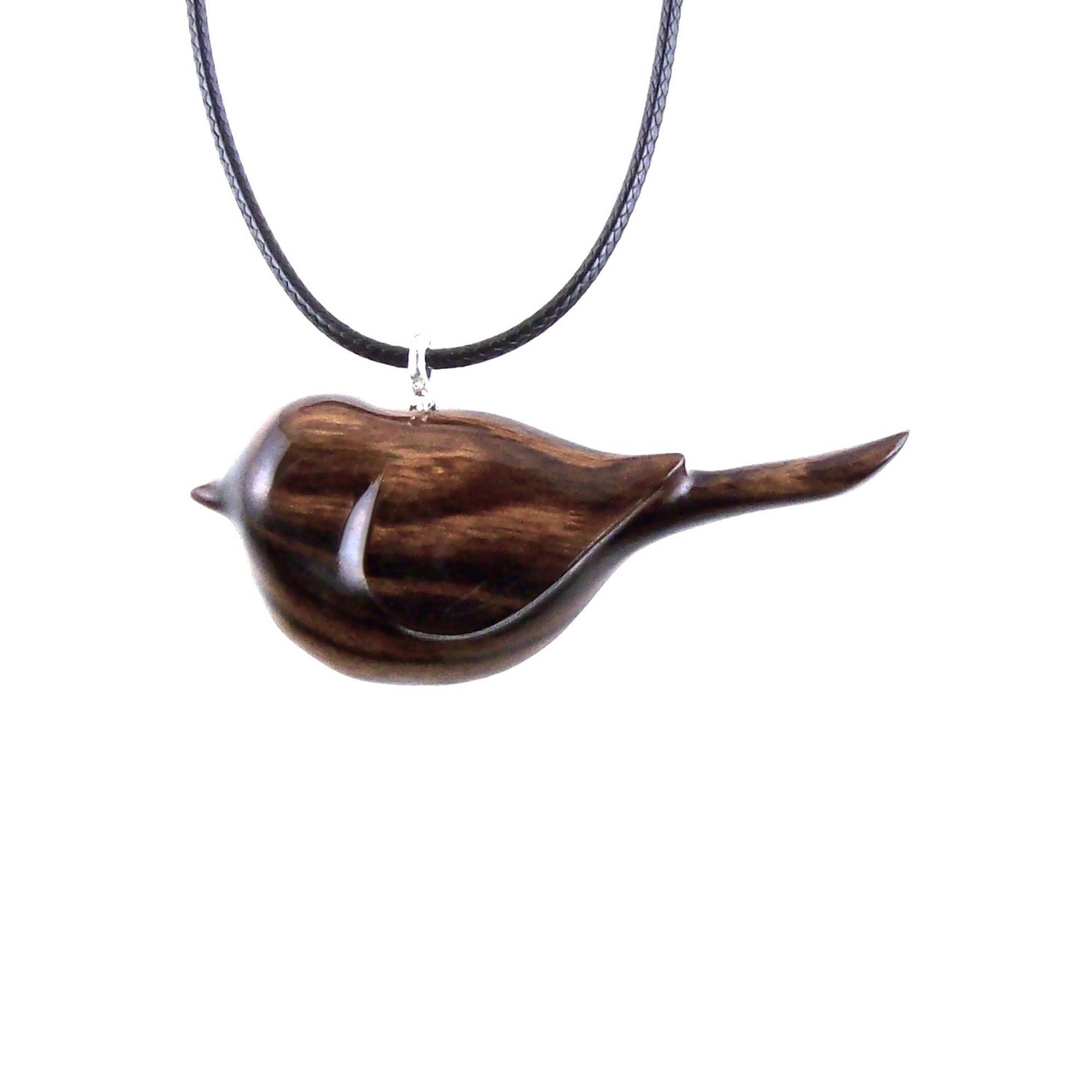 Chickadee Necklace, Hand Carved Wooden Bird Pendant, Wood Bird Jewelry, One of a Kind Gift for Her