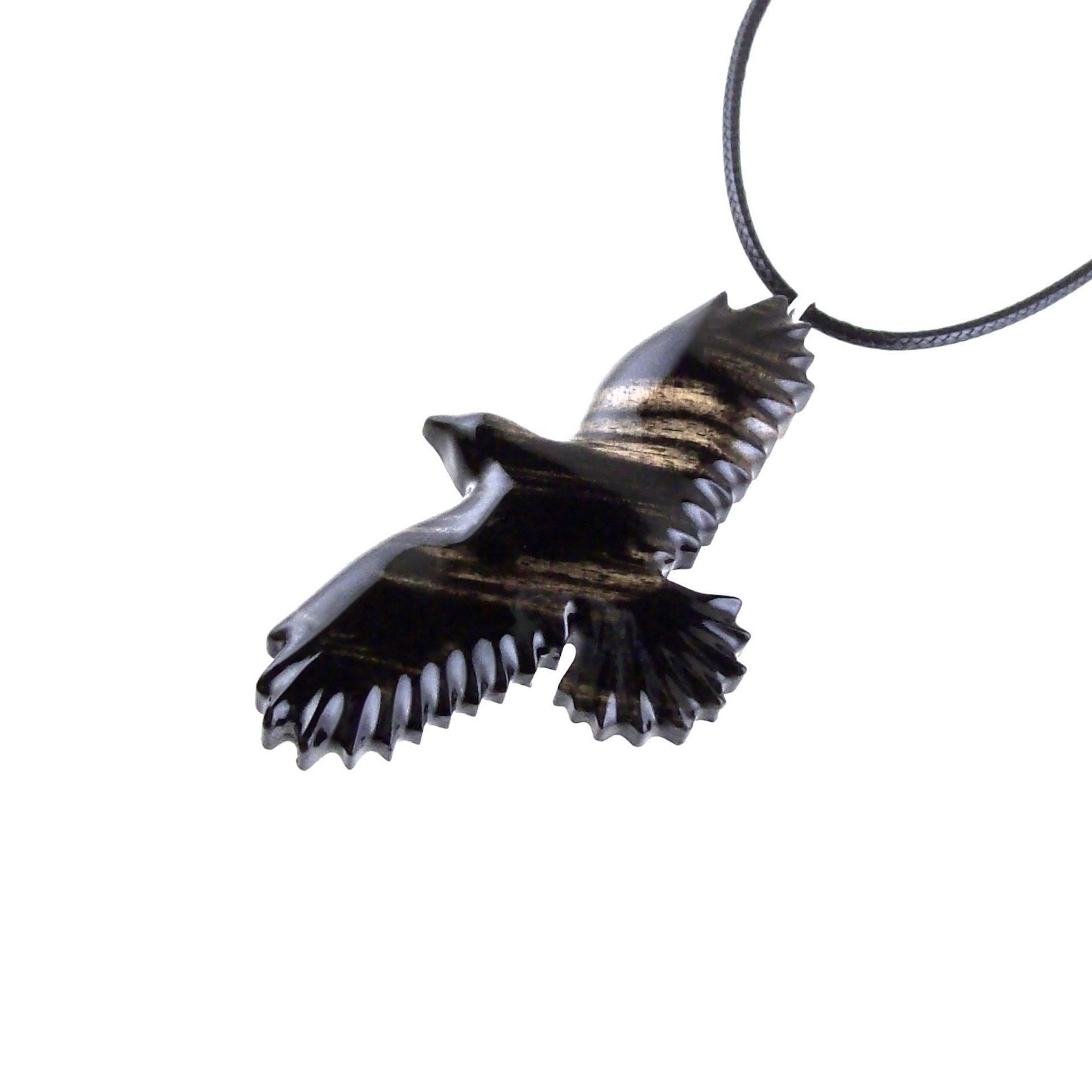 Hand Carved Crow Pendant, Raven Necklace, Wooden Raven Pendant, Wood Crow Necklace, Totem Spirit Animal Jewelry Gift for Him Her