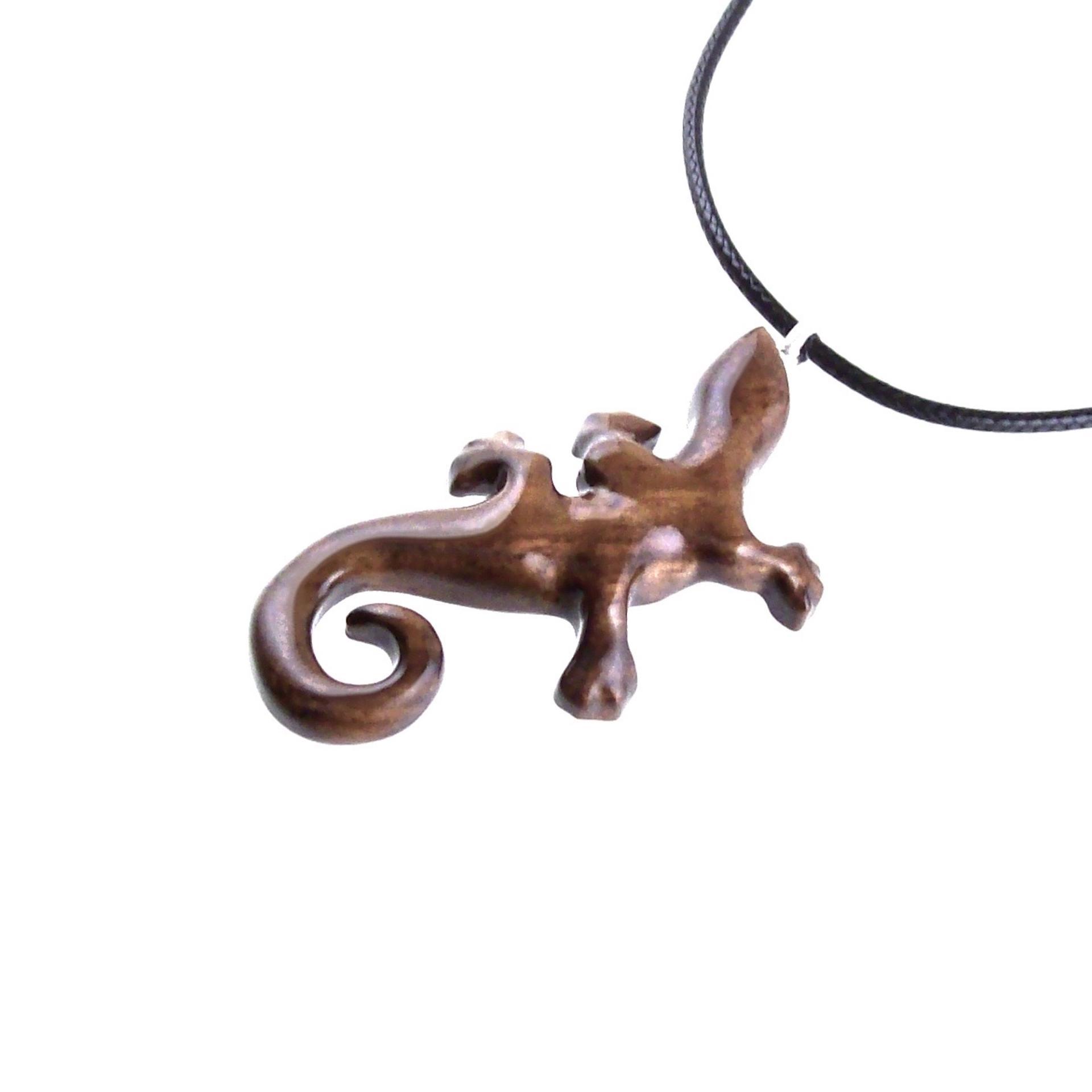 Hand Carved Gecko Pendant, Wooden Lizard Necklace, Wood Salamander Necklace, Totem Lizard Jewelry Gift for Men or Women