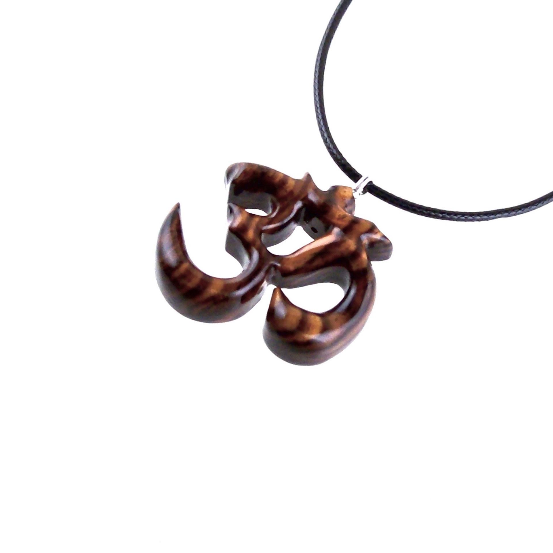 Hand Carved Ohm Necklace, Wooden Om Pendant, Yoga Jewelry for Men Women, Namaste Wood Gift for Him or Her