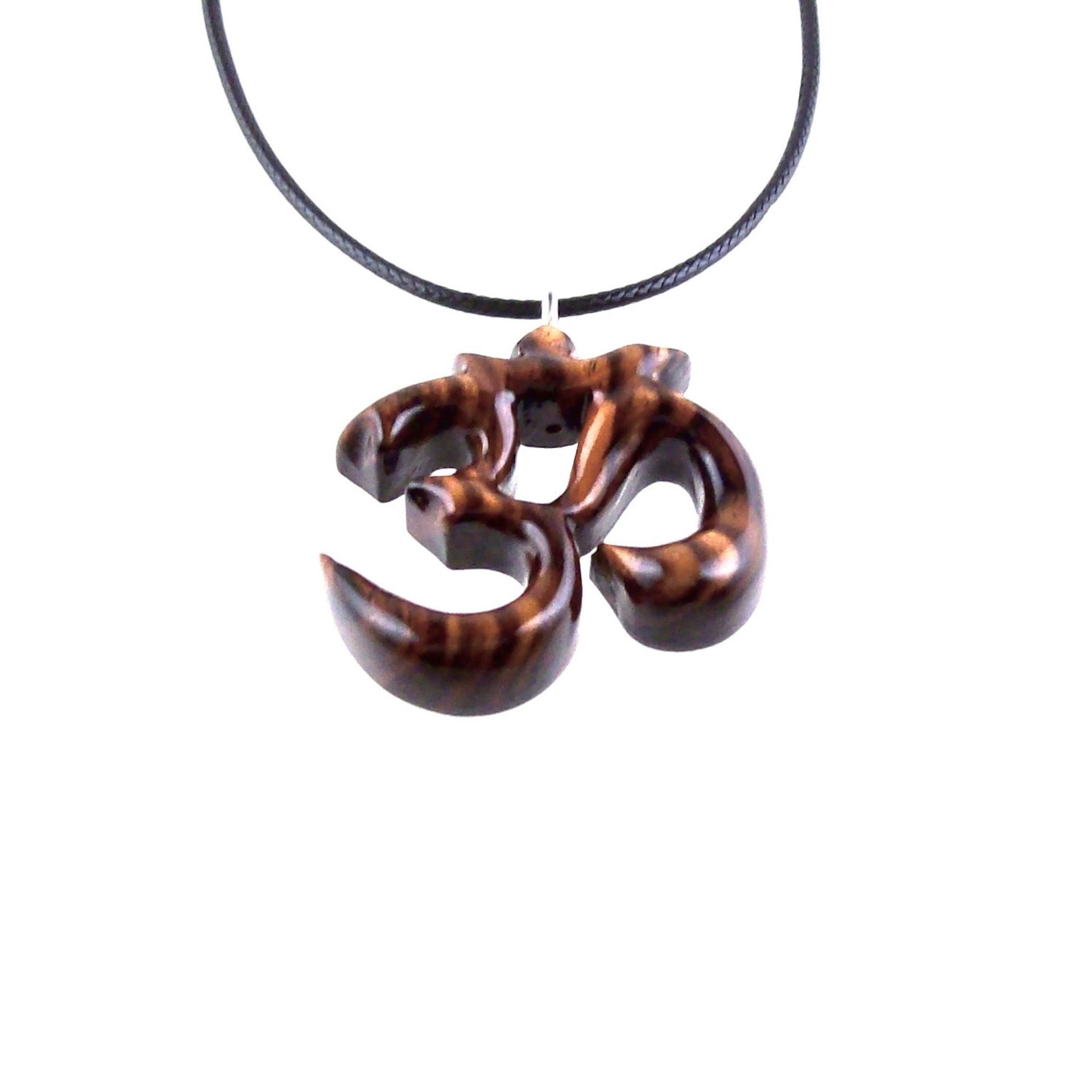 Hand Carved Ohm Necklace, Wooden Om Pendant, Yoga Jewelry for Men Women, Namaste Wood Gift for Him or Her