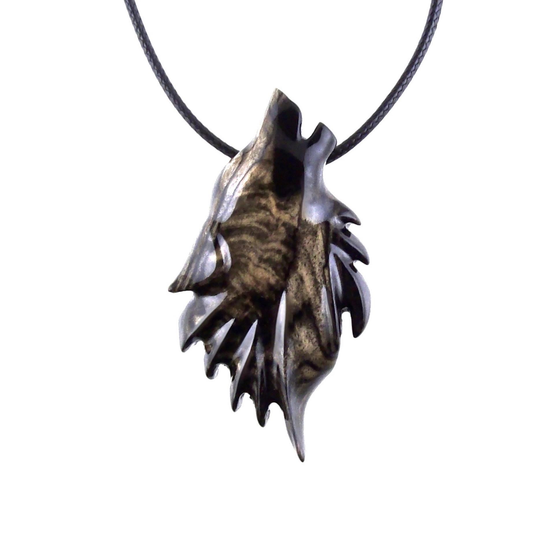 Wolf Necklace, Hand Carved Wooden Wolf Pendant for Men or Women, Spirit Animal Totem Woodland Jewelry