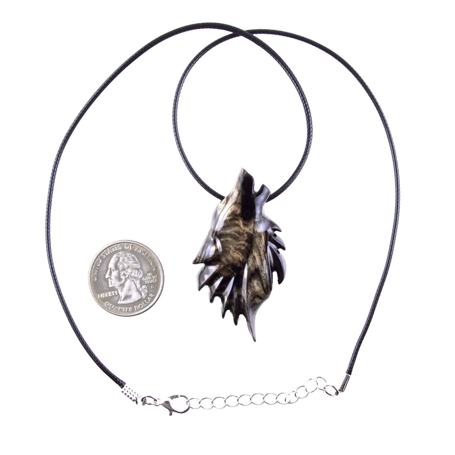 Wolf Necklace, Hand Carved Wooden Wolf Pendant for Men or Women, Spirit Animal Totem Woodland Jewelry