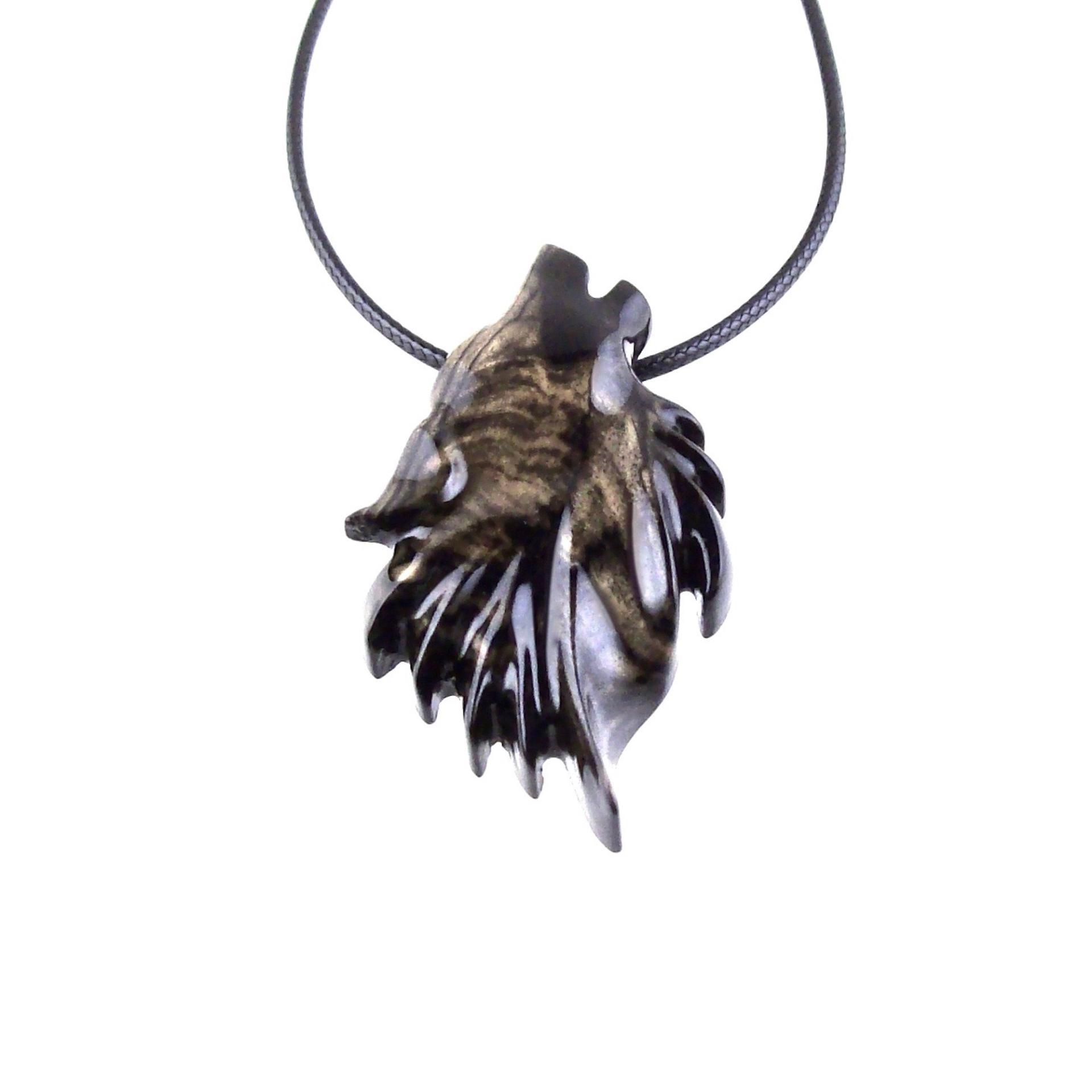 Wolf Necklace, Hand Carved Wooden Wolf Pendant for Men or Women, Spirit Animal Totem Woodland Jewelry