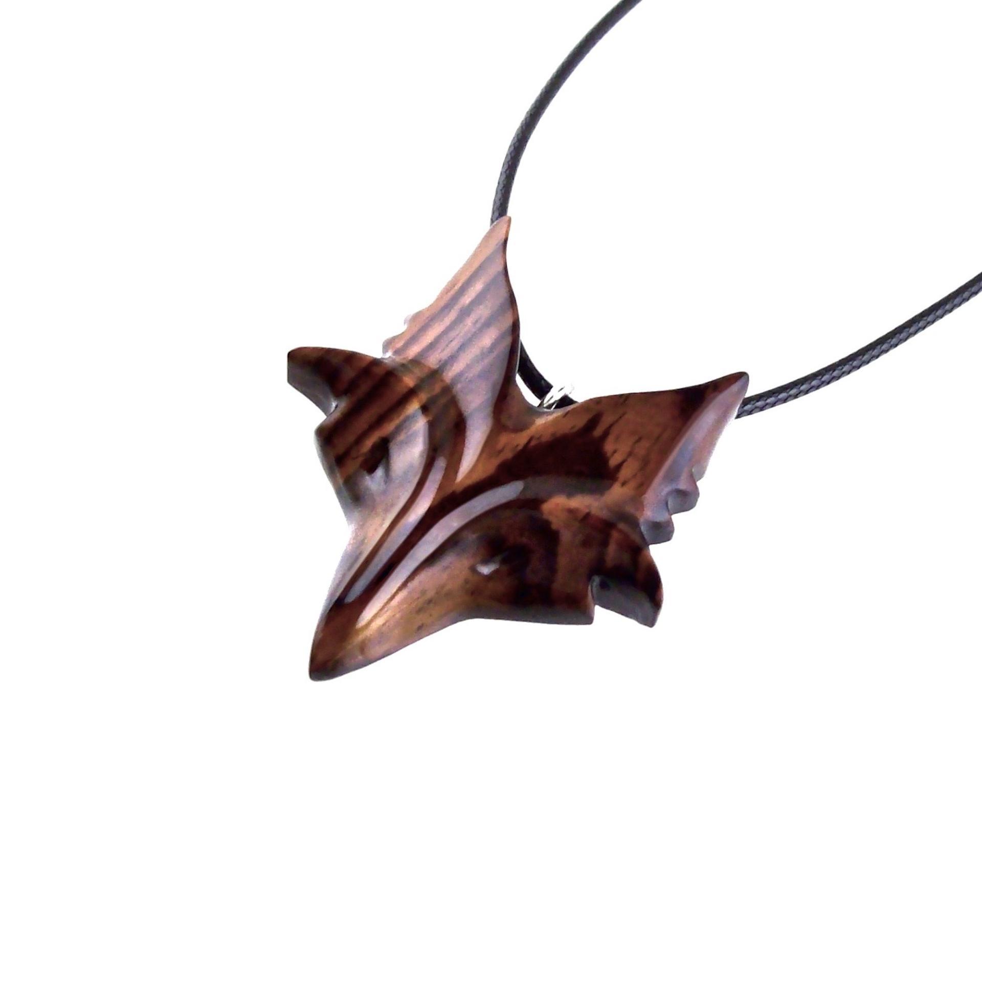 Hand Carved Wooden Fox Pendant, Celtic Fox Necklace for Men or Women, Totem Spirit Animal, Woodland Jewelry Gift for Her or Him