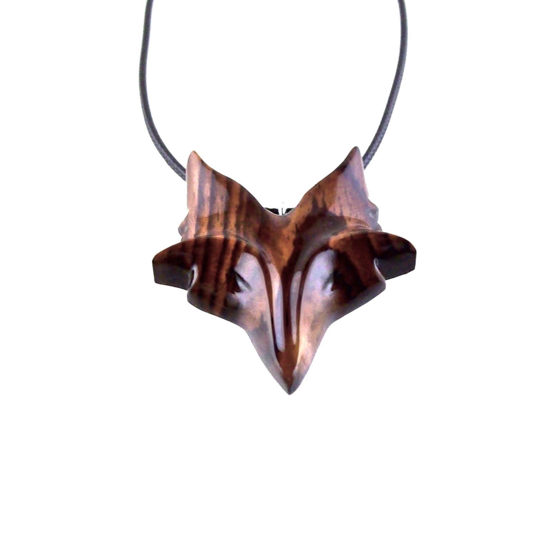Hand Carved Wooden Fox Pendant, Celtic Fox Necklace for Men or Women, Totem Spirit Animal, Woodland Jewelry Gift for Her or Him