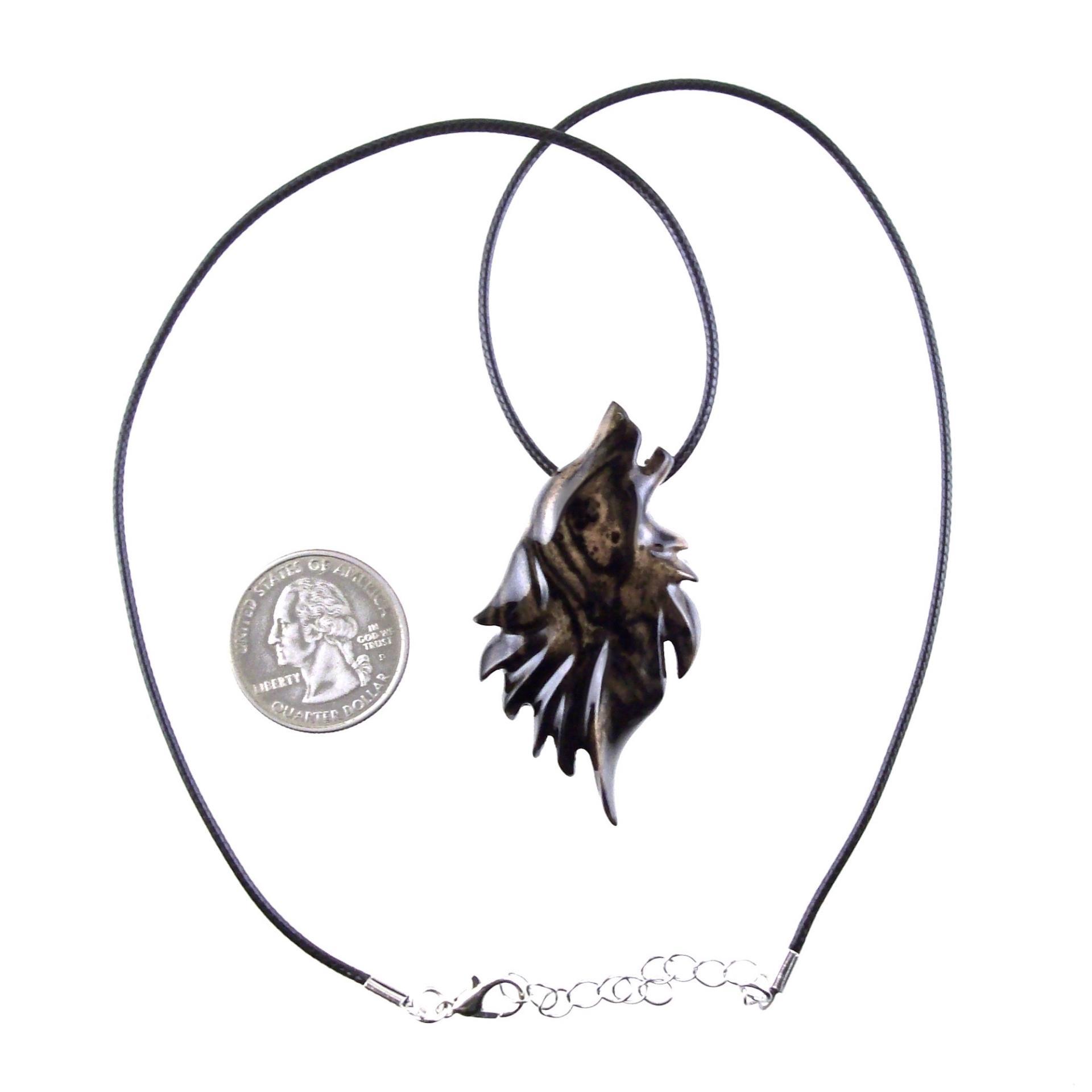 Wolf Necklace, Hand Carved Wooden Wolf Pendant for Men or Women, Spirit Animal Totem Woodland Jewelry