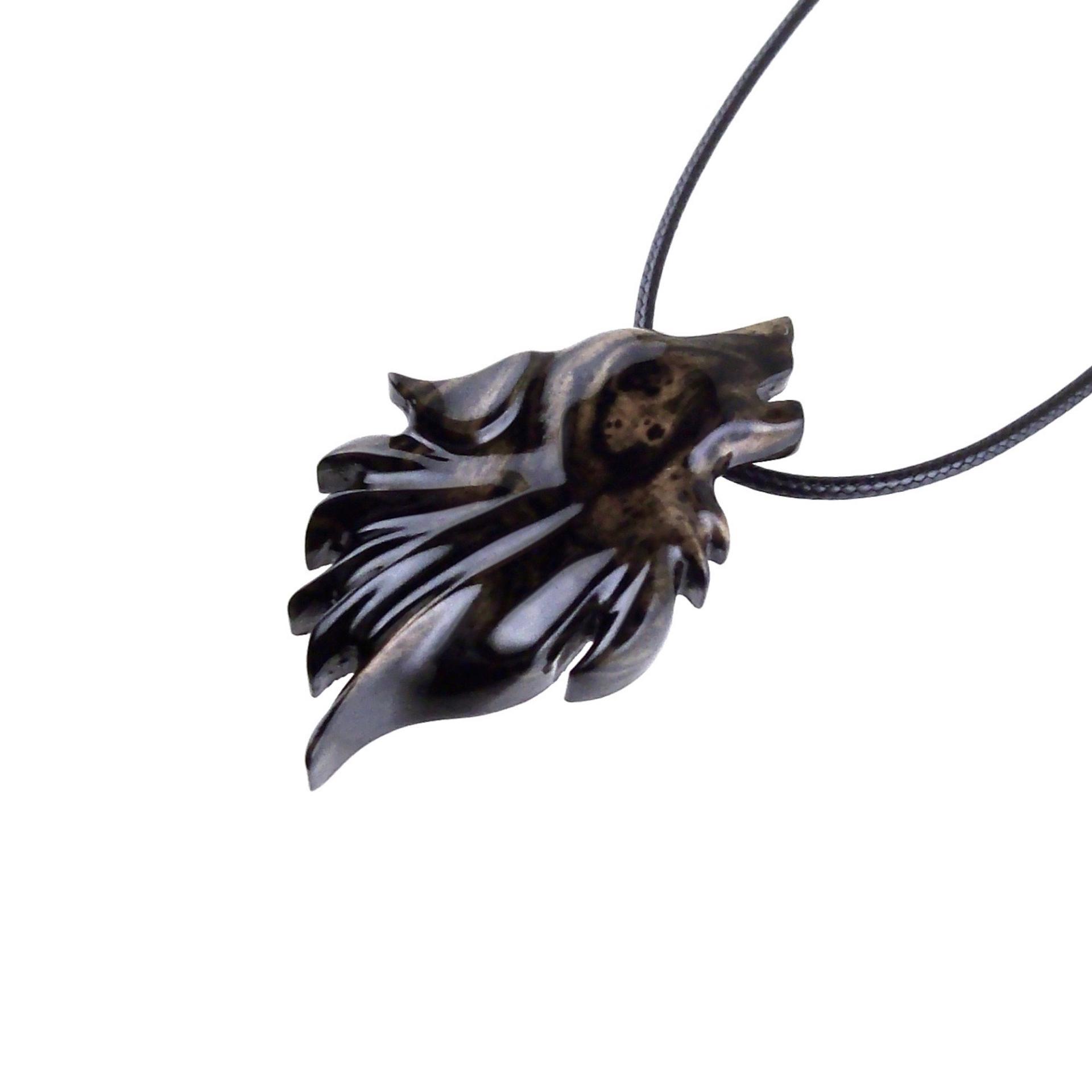 Wolf Necklace, Hand Carved Wooden Wolf Pendant for Men or Women, Spirit Animal Totem Woodland Jewelry