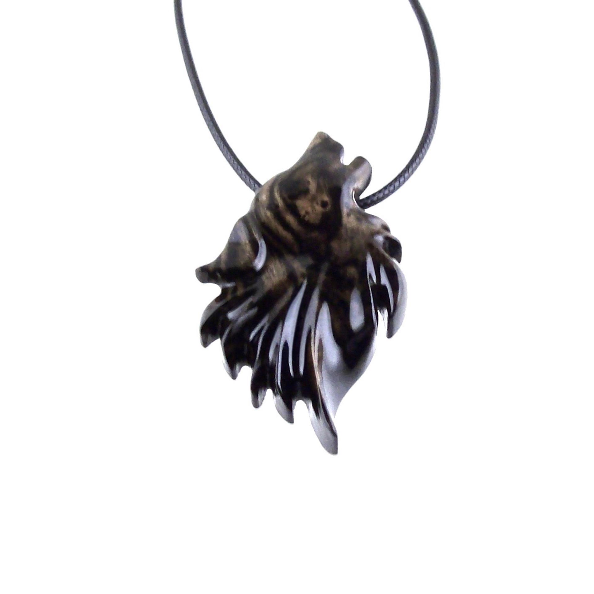 Wolf Necklace, Hand Carved Wooden Wolf Pendant for Men or Women, Spirit Animal Totem Woodland Jewelry