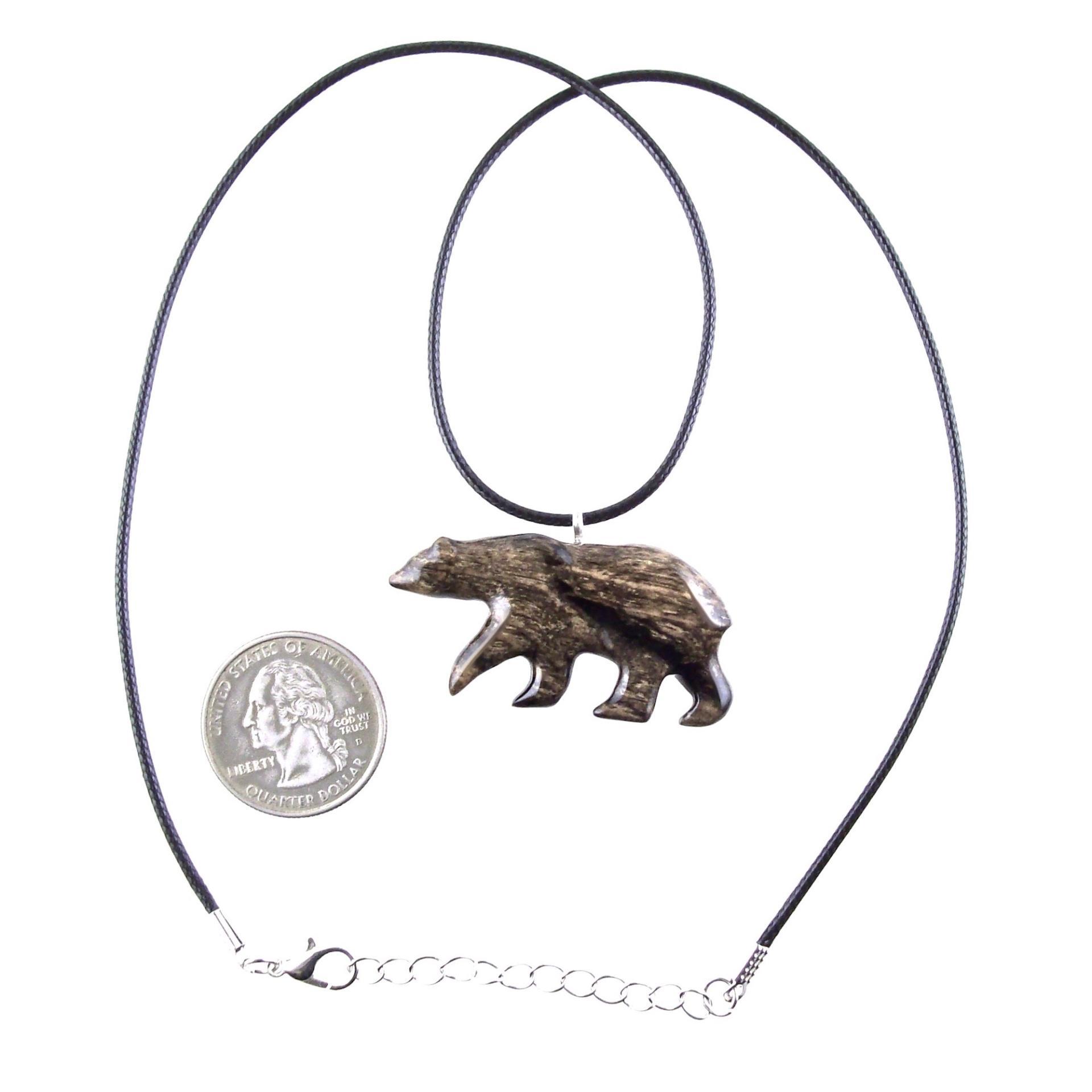 Polar Bear Necklace, Hand Carved Wooden Bear Pendant for Men or Women, Totem Spirit Animal, Wood Jewelry, One of a Kind Gift for Him Her